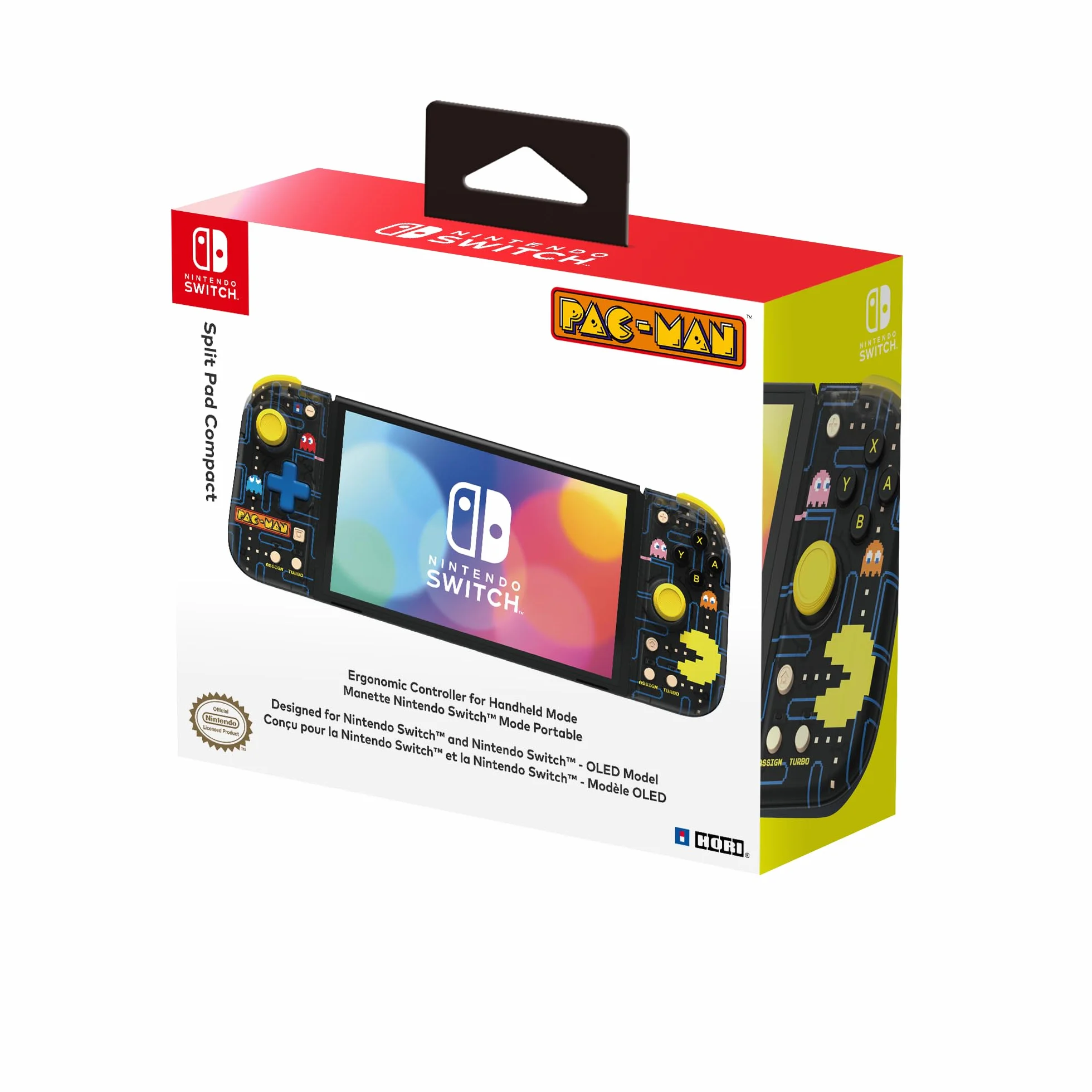 Hori Split Pad Compact (Pacman) - Ergonomiczny kontroler trybu przenośnego dla Nintendo Switch i OLED - Oficjalna licencja Nintendo
