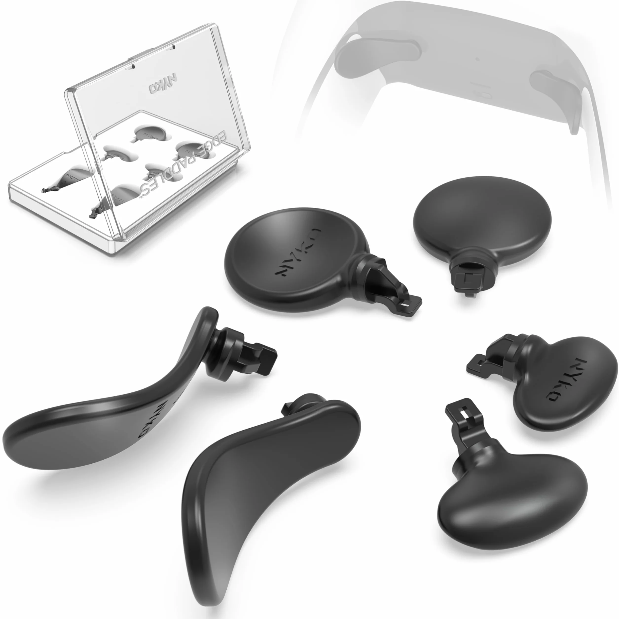 Nyko Edge Paddle (czarne) – metalowy zamiennik tylnego przycisku do kontrolera PS5 Dual Sense Edge – 3 zestawy wymiennych wioseł – w zestawie kompaktowe plastikowe etui do przechowywania