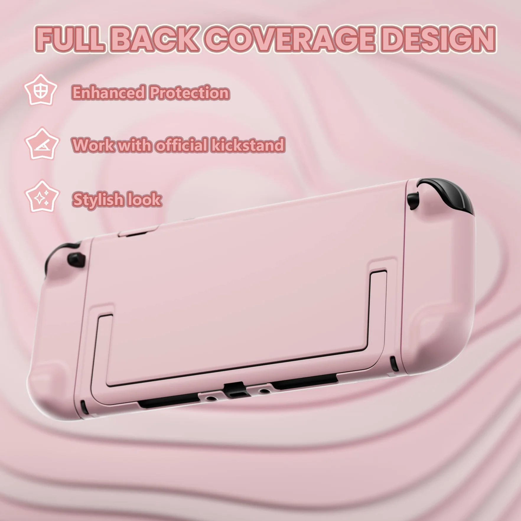 PlayVital Etui do Switch 2,Akcesorium Ochronne do Switch 2,Osłona Grip do Joycon z Nakładką na Joystick/Naklejką/Osłoną Przycisków, Sztywne Etui Kompatybilne z Dockiem–Różowy Kwiat Wiśni