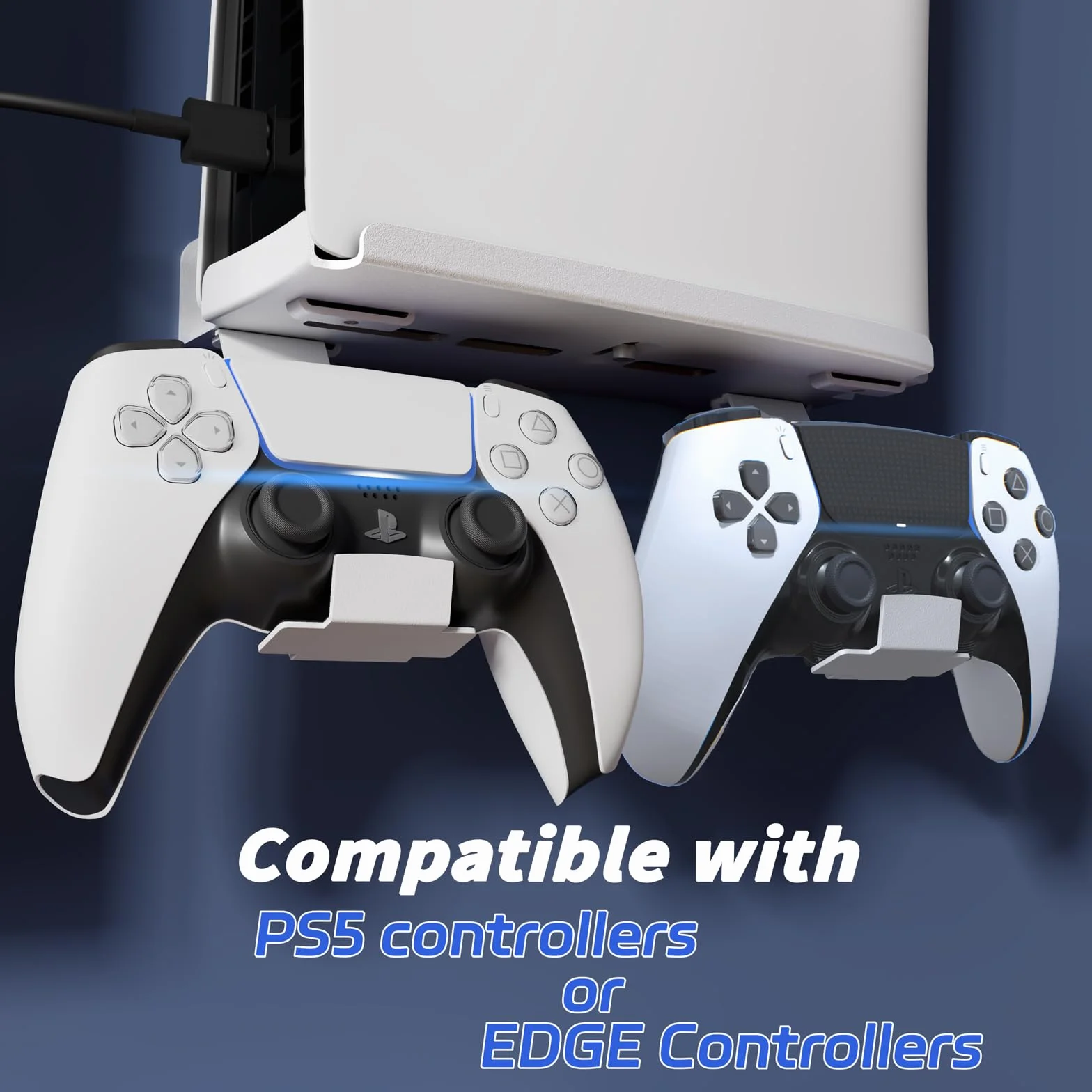 sciuU Uchwyt ścienny do konsoli i kontrolera PS5 Slim / PS5 Pro - stalowy wspornik ścienny 2mm kompatybilny z PlayStation 5 Slim wersje Disc/Digital + uchwyt na 2 kontrolery do gier