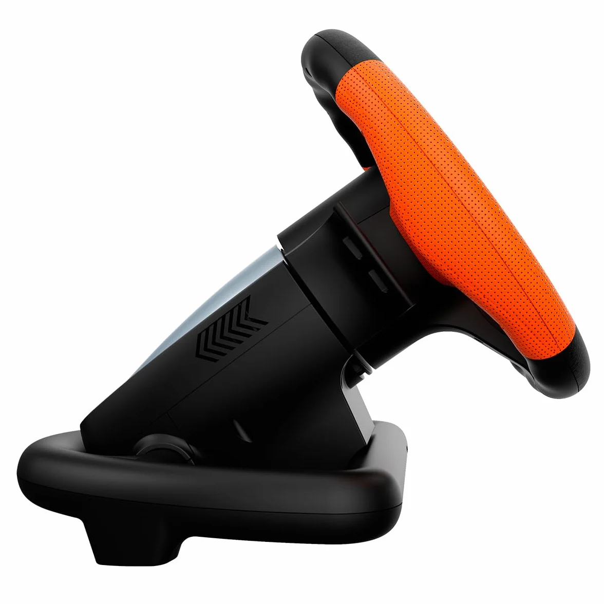 KROM K-DRIVER- Wieloplatformowy zestaw kierownicy i pedałów, dźwignia zmiany biegów i łopatki na kierownicy, efekt wibracji, kompatybilny PC, PS3, PS4 i XBOX, czarno-pomarańczowy