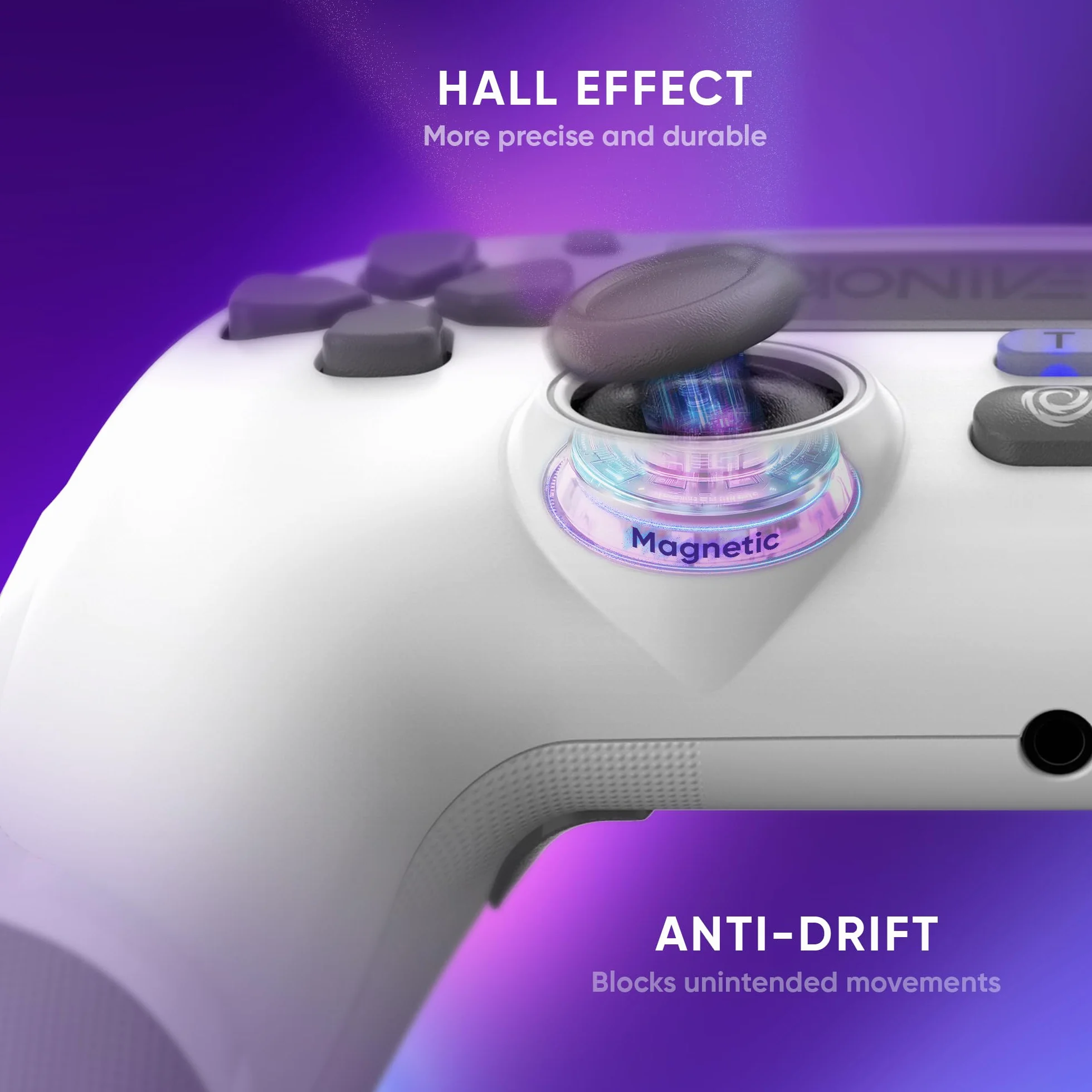 Oniverse Bezprzewodowy kontroler do PS4 PS3 PC Android iOS, gniazdo słuchawkowe, joystick z efektem hali, akumulator 1000 mAh, przyciski makro, funkcja budzenia, 6-osiowy żyroskop, Revolt White