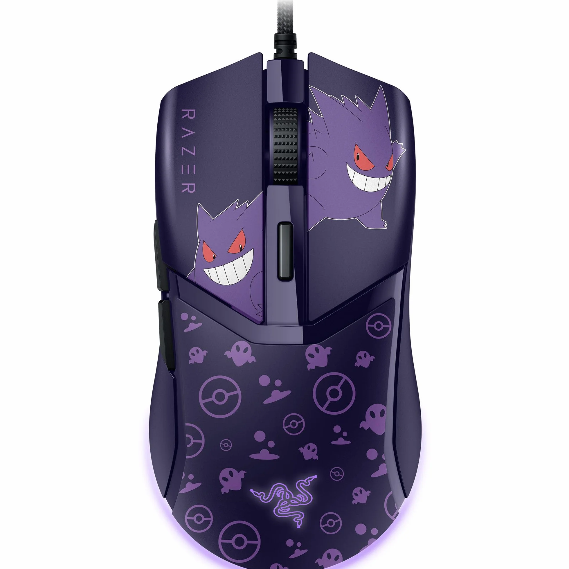 Razer Cobra Gengar Edition - Lekka przewodowa mysz do gier - Czujnik 8500 DPI - 58 g - Przełączniki optyczne trzeciej generacji - Podświetlenie Chroma - Kabel Speedflex - PC/MAC | Pokémon Gengar