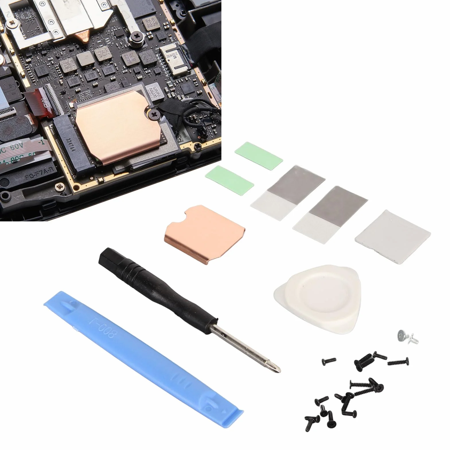 do Radiatora SSD Steam Deck Podkładka Termiczna, M.2 2230 NVME SSD Miedziany Radiator Chłodzący Pasta Termoprzewodząca, Tylna Pokrywa, Zamienniki Narzędzi do Otwierania Zestaw