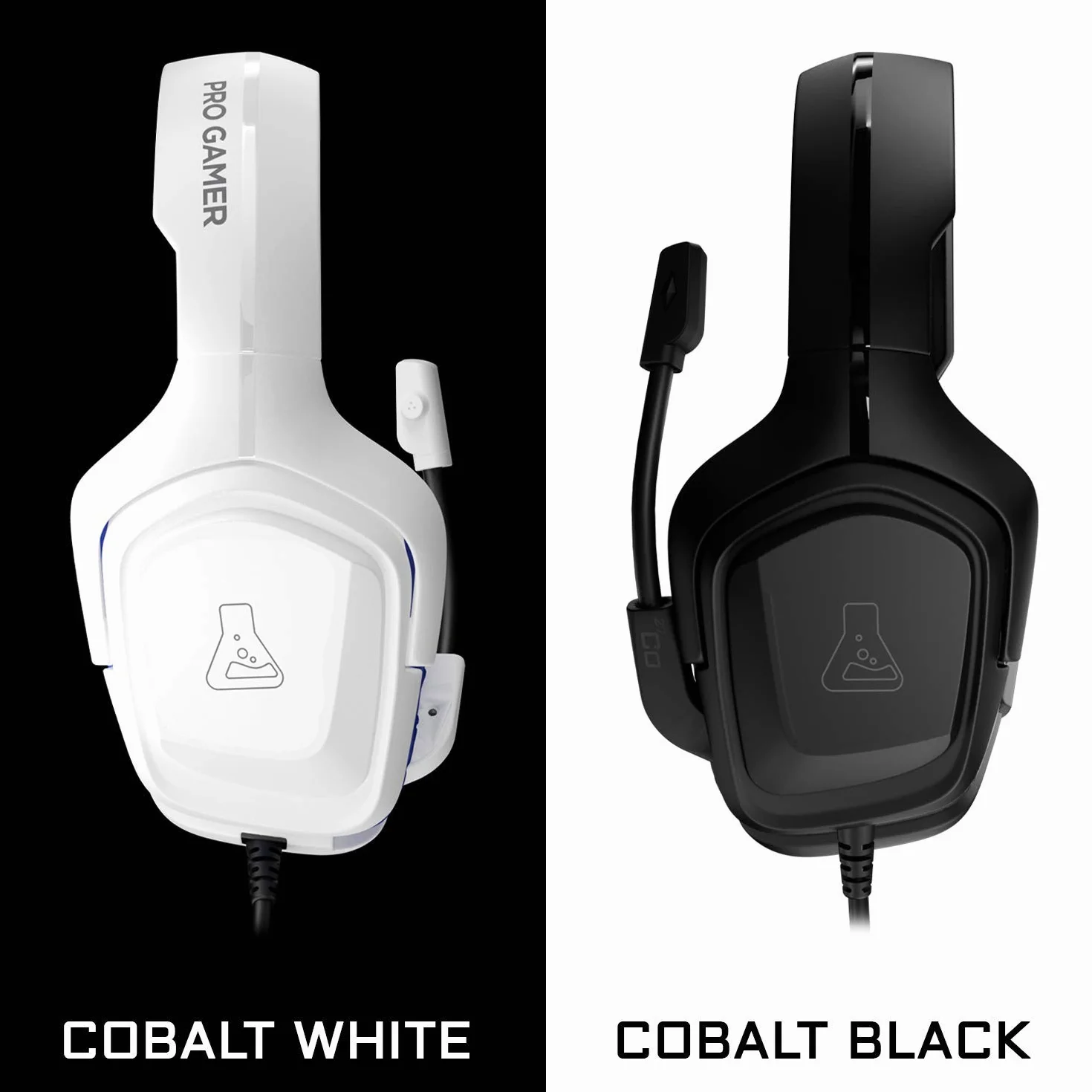 THE G-LAB KORP Cobalt Zestaw słuchawkowy dla graczy - Zestaw słuchawkowy stereo audio dla graczy, ultralekki, mocny bas - mikrofon 3,5 mm Jack dla PC PS4 PS5 Xbox One Switch Smartphone (czarny)