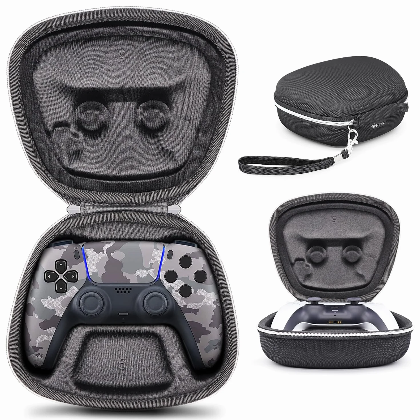 sisma Etui podróżne Torba transportowa Kompatybilny z Kontrolerem bezprzewodowym PS5 DualSense, Torba przechowywania i ochronna na Pad do gier PlayStation 5, Czarny