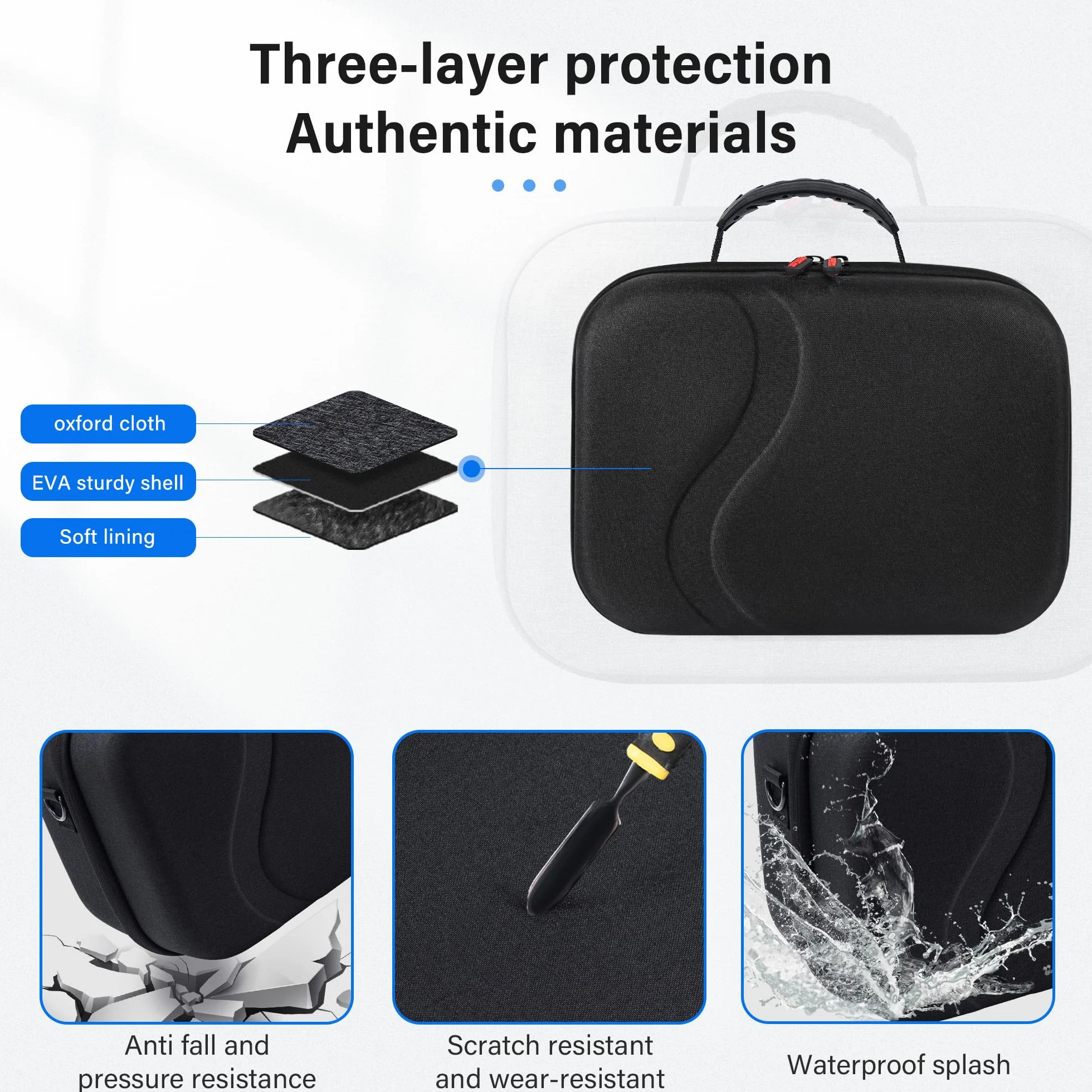 Duża torba do przenoszenia do Meta Quest 3S/3, twarde etui podróżne kompatybilne z BOBOVR S3 Pro/Kiwi Design, pasek na głowę, kontroler quest i akcesoria, przenośna torba podróżna z twardą obudową