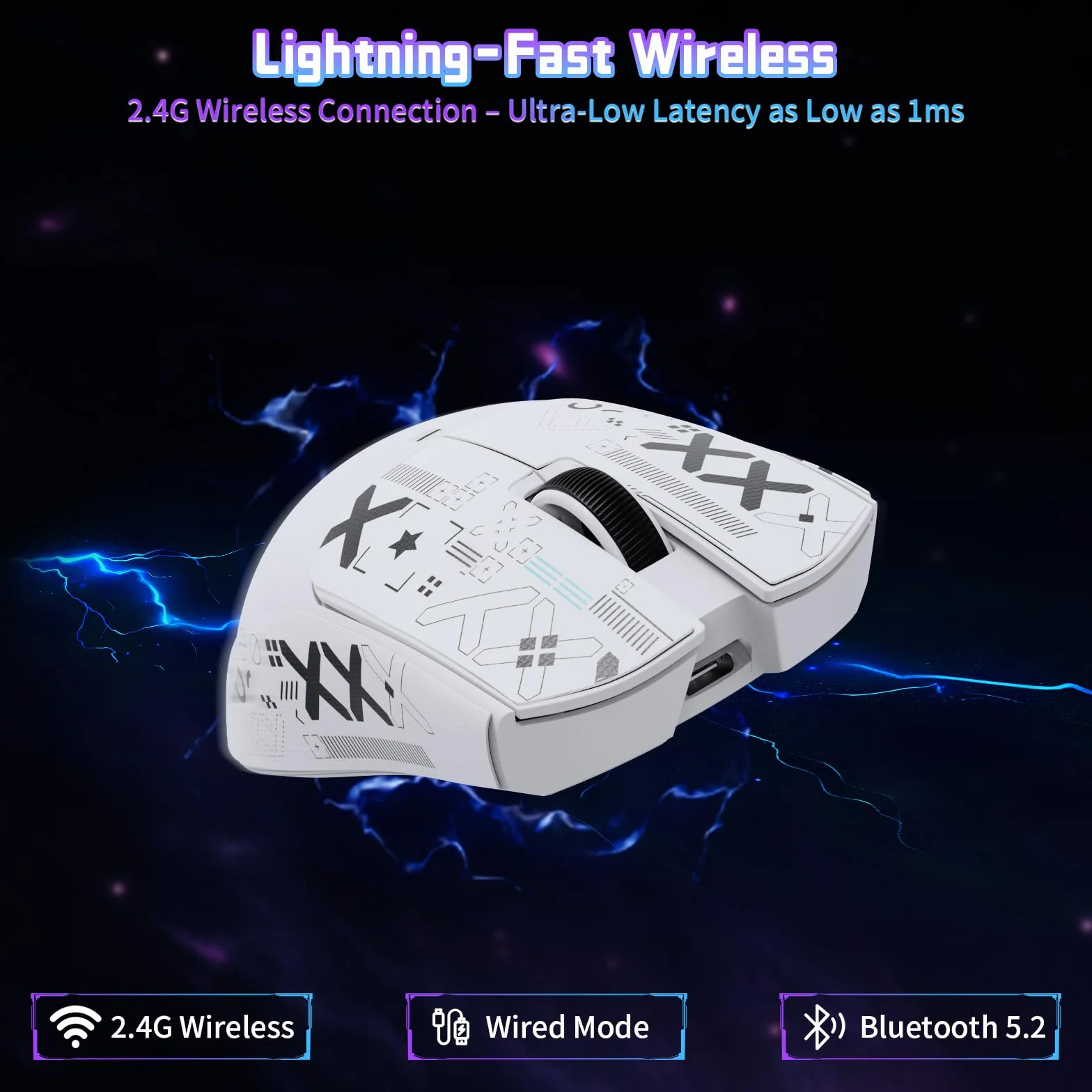 ATTACK SHARK X11SE Bezprzewodowa Mysz do Gier, 63g Superlekka z Czujnikiem PixArt PAW3311, 22000 DPI, Trzy Tryby BT/2,4 GHz/Przewodowy, 1000Hz, 300mAh, Dual Controller, do PC/XBOX/Mac (Biały z taśmą)