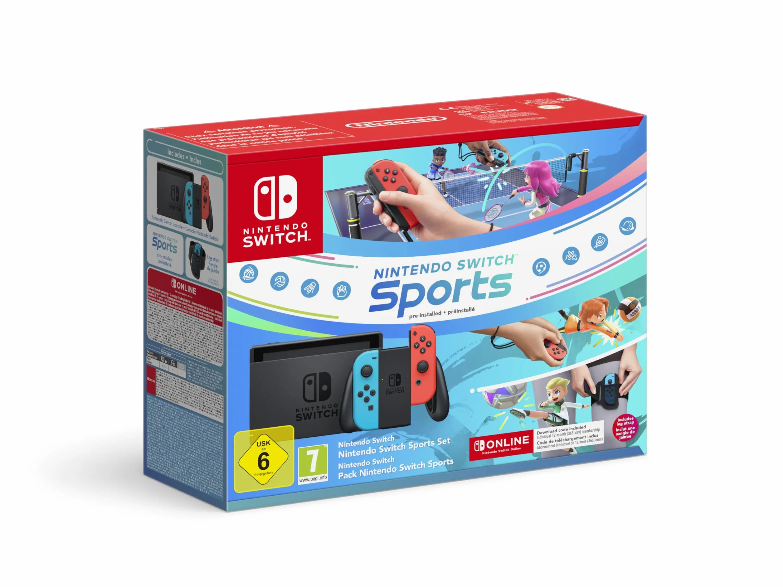 Nintendo Switch-Konsole Neon-Rot/Neon-Blau Switch Sports + 12 miesięcy NSO