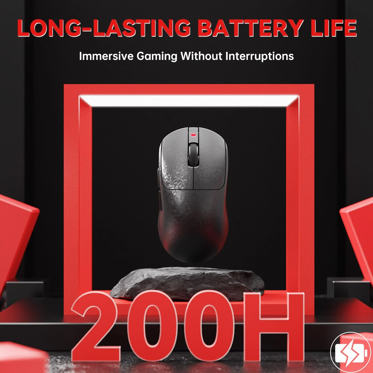 A.JAZZ AJ199 Mysz Gamingowa z Włókna Węglowego, Wireless 2,4G/BT/USB C, Ultralekka 55 g, Czujnik Optyczny PixArt PAW3311 z 24000 DPI i odpytywaniem 1000, 6 Programowalna Przyciskowa, PC/Mac - Czarna