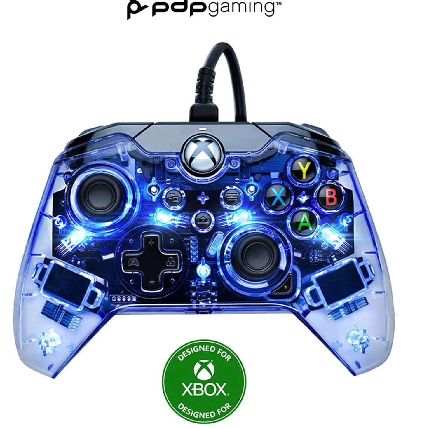 PDP Przewodowy kontroler gier Afterglow LED - Światła kolorowe RGB Hue - Złącze USB - Sterowanie dźwiękiem - Podwójny wibracyjny gamepad - Xbox Series X | S, Xbox One, PC