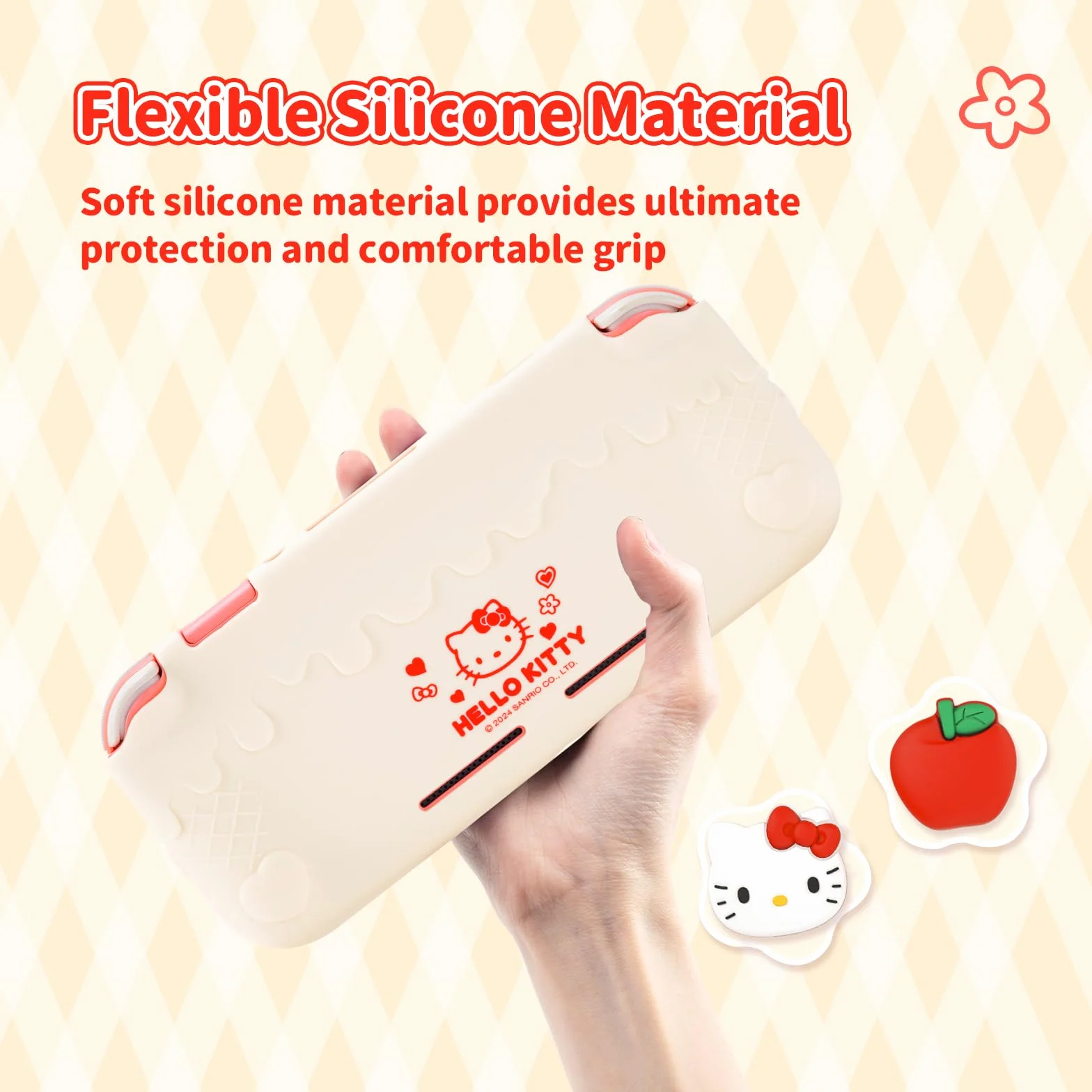 Kuitmor Etui ochronne do Switch Lite, Miękka Silikonowa Osłona, Zabezpieczenie przed Zarysowaniami z 2 Nakładkami na Drążki - Kremowy Biały