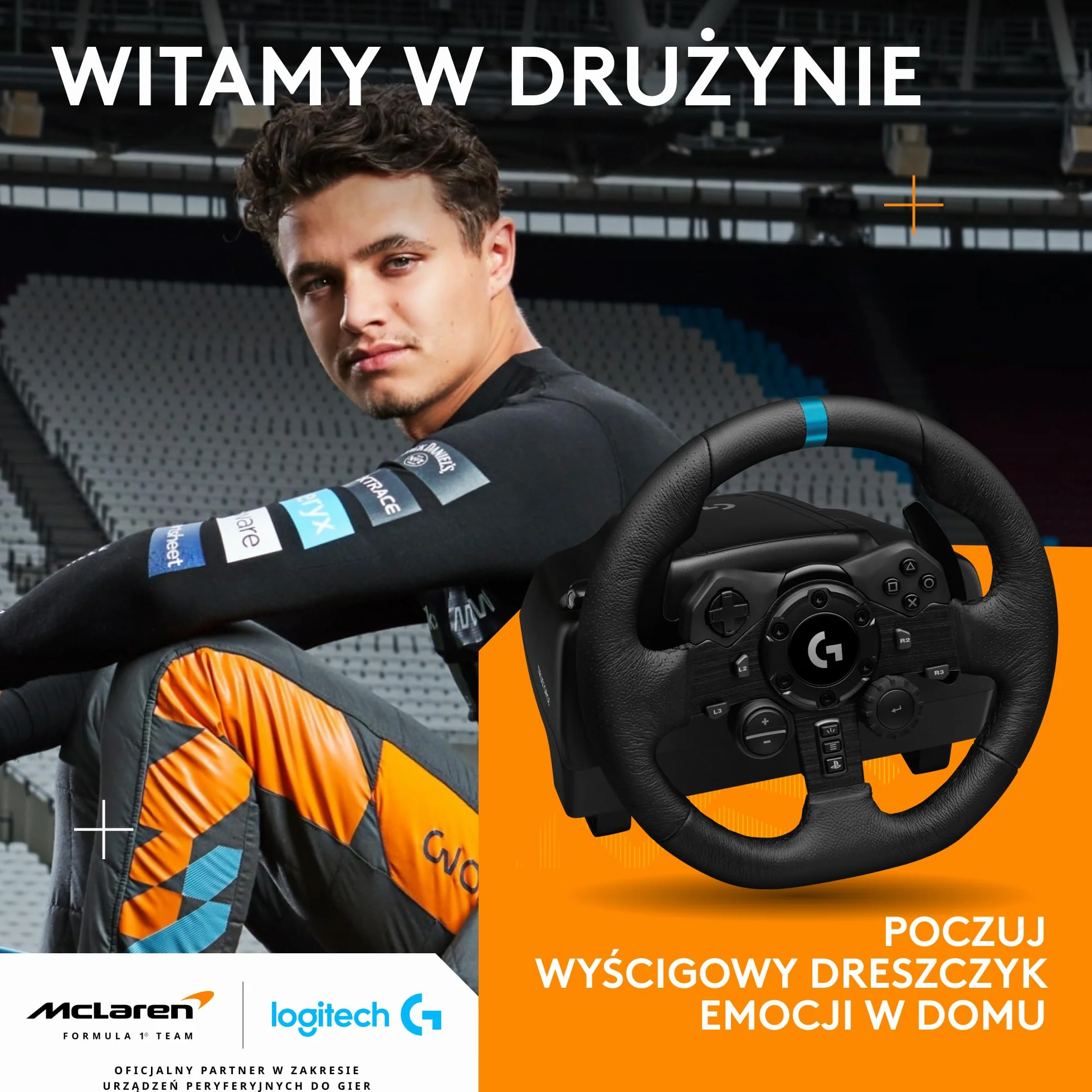 Logitech G G923 Kierownica wyścigowa i pedały, siłowe sprzężenie zwrotne TRUEFORCE 1000 Hz, responsywna forma kierowania, podwójne sterowanie uruchamianiem sprzęgła, skóry, PS5, PS4, PC, Mac - Czarny