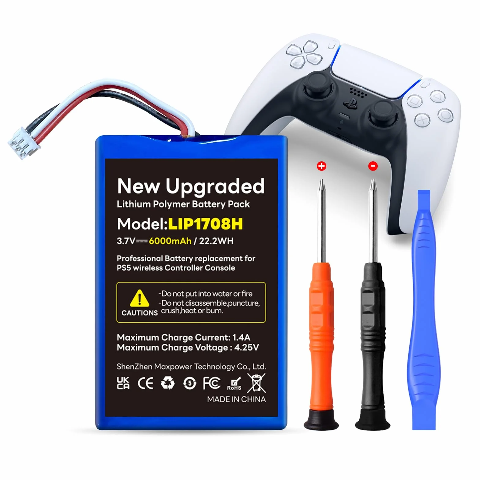 Bateria kontrolera PS5, bateria 6000 mAh PS5 bateria litowo-jonowa zamiennik do kontrolera bezprzewodowego PS5 Playstation 5 DualSense