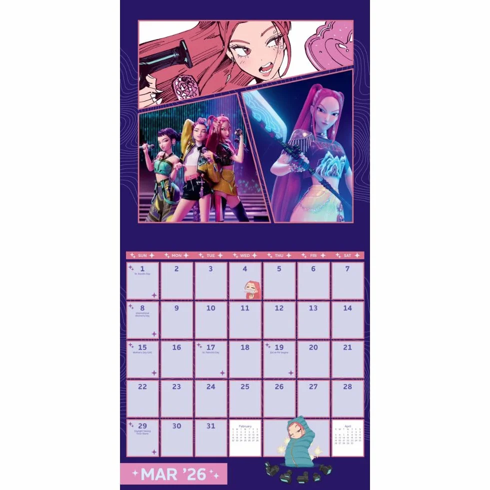 KPOP Demon Hunters 2026 Square Calendar