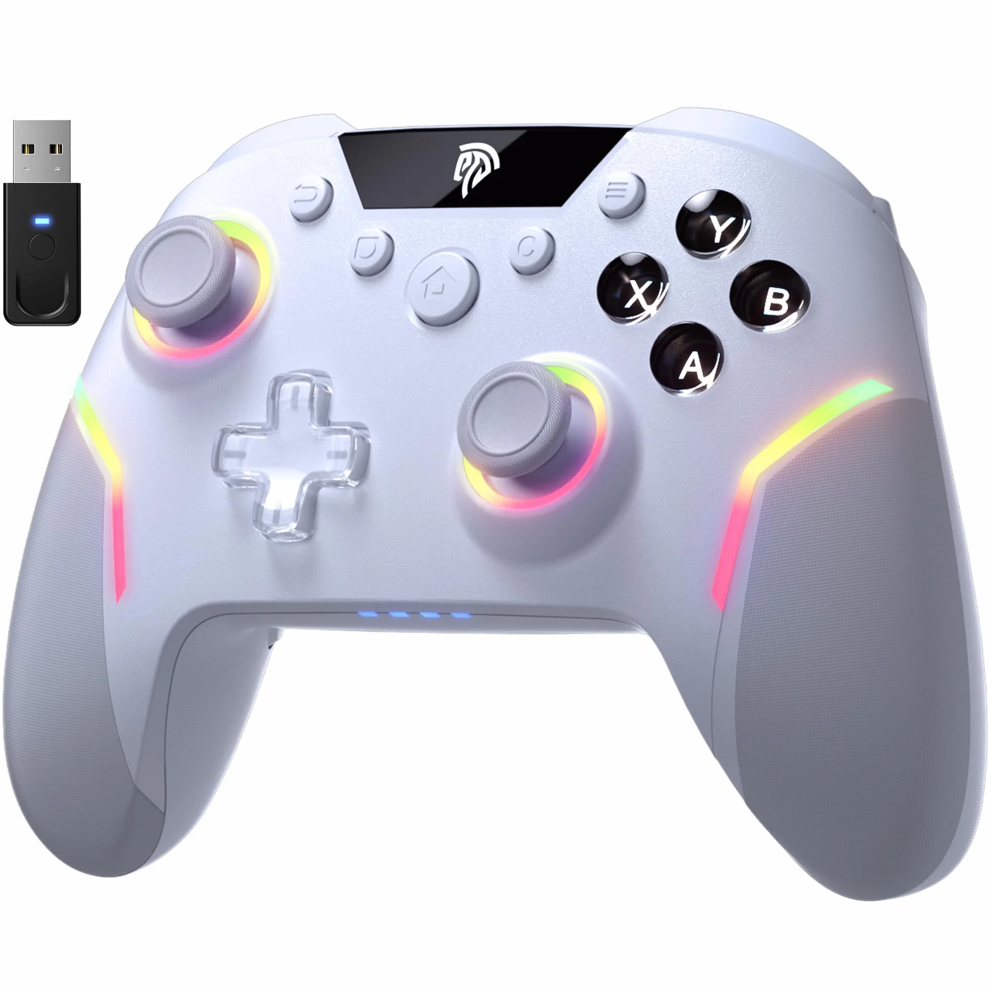EasySMX X20 Bezprzewodowy Kontroler PC z RGB/Hall Joystick i Triggerem, Kontroler Switch Bluetooth z Akumulatorem 1000mAh, Kontroler do Telefonu dla PC/Switch/Urządzeń Android/iOS/Steam