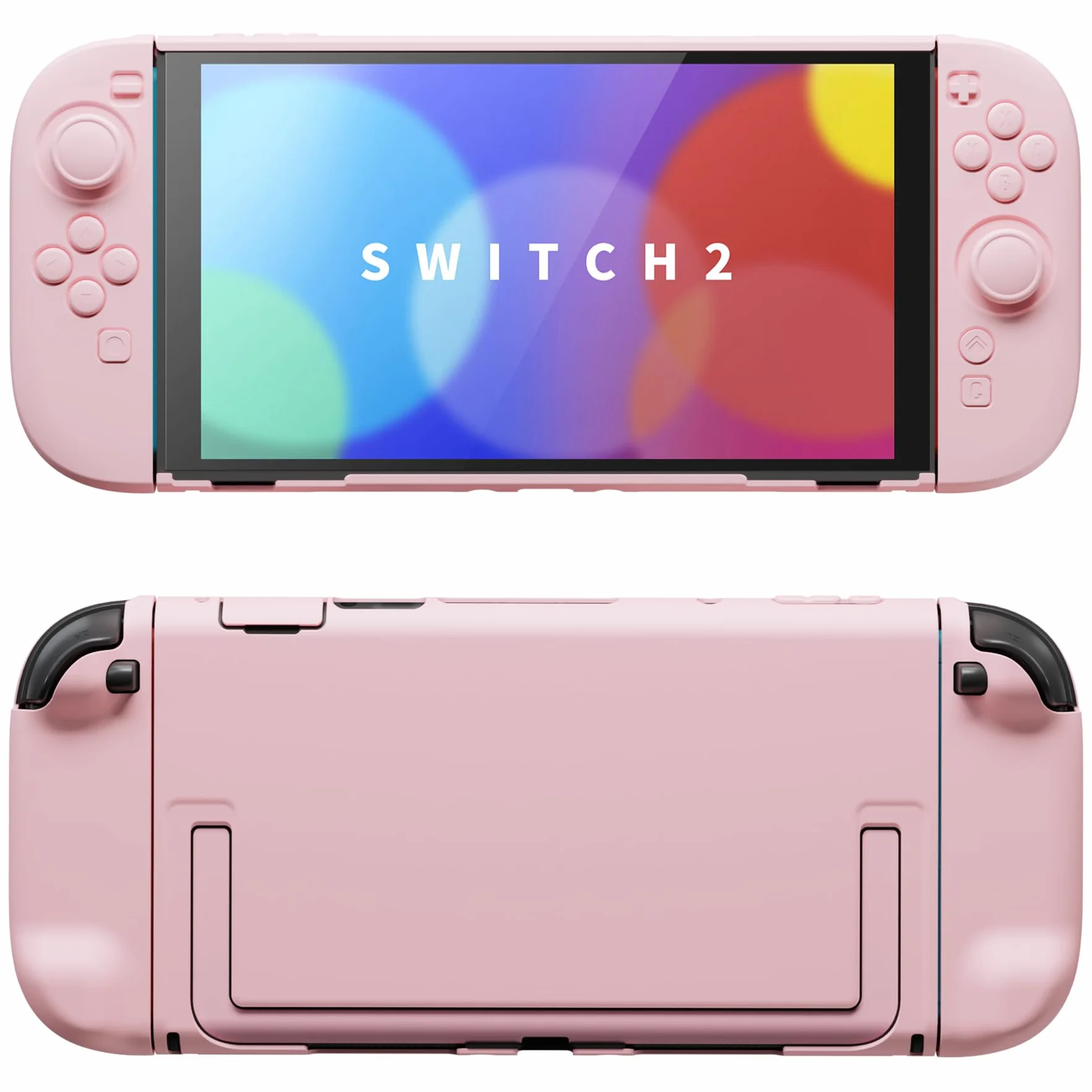 PlayVital Etui do Switch 2,Akcesorium Ochronne do Switch 2,Osłona Grip do Joycon z Nakładką na Joystick/Naklejką/Osłoną Przycisków, Sztywne Etui Kompatybilne z Dockiem–Różowy Kwiat Wiśni