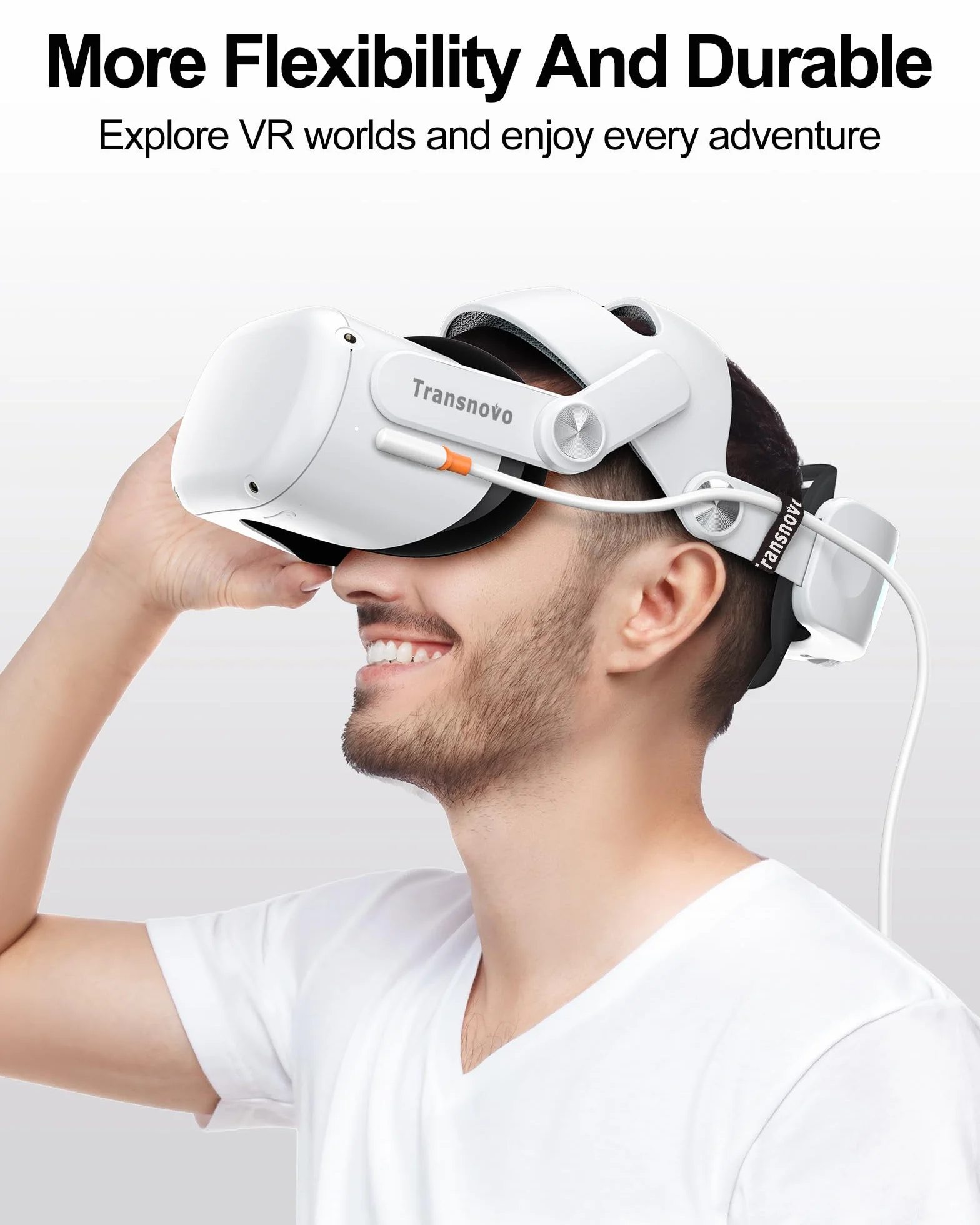 TRANSNOVO Link Cable 16ft kompatybilny z Meta/Oculus Quest 3, Quest 2/Pro/Pico 4 oraz z PC/SteamVR, 5Gbps High-Speed PC Data Transfer, USB 3.2 Gen 1 A-C Quest Link Cable do gier na VR Headset