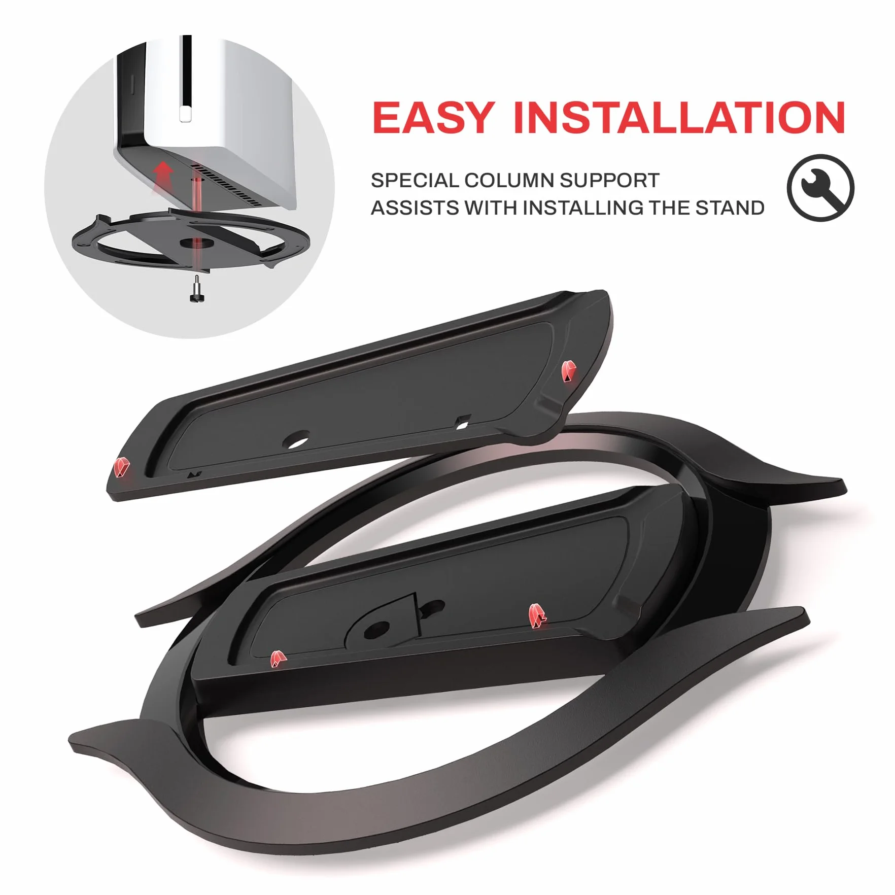 PlayVital Podstawka do ps5/Slim/Pro Standard Console Disc & Digital, Stojak Pionowy do ps5/Slim/Pro z Podkładką Antypoślizgową i Śrubami (Czarny) - Zwiększona Stabilność i Oszczędność Miejsca
