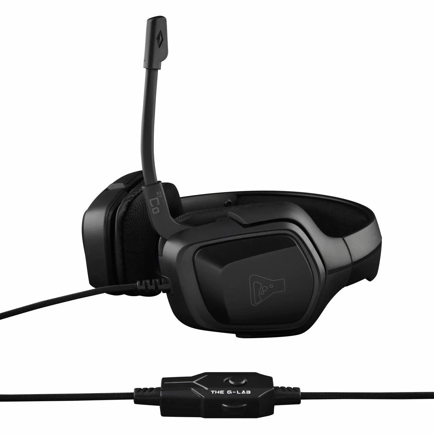 THE G-LAB KORP Cobalt Zestaw słuchawkowy dla graczy - Zestaw słuchawkowy stereo audio dla graczy, ultralekki, mocny bas - mikrofon 3,5 mm Jack dla PC PS4 PS5 Xbox One Switch Smartphone (czarny)