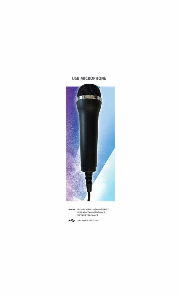 Mikrofon do gier Karaoke (Lets Sing, Voice of Germany, SingStar itp.) do PlayStation (PS3, PS4, PS4 Pro), Nintendo (Switch, Wii U, Wii), Xbox One (OneX, Ones) + PC - 1 zestaw uniwersalny mikrofon USB