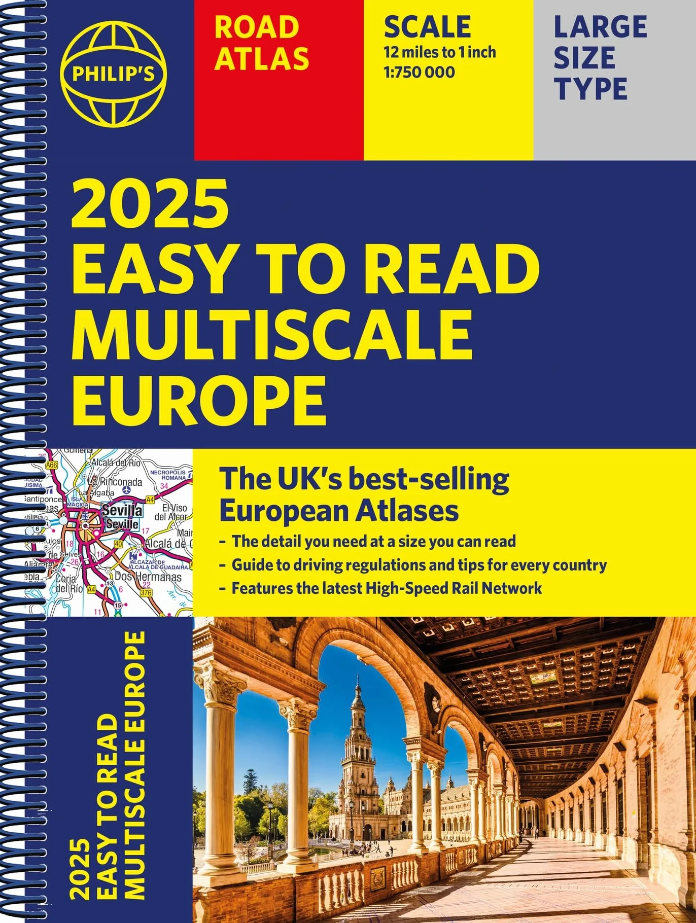 2025 Philip's Easy to Read Multiscale Road Atlas Europe: (A4 Spiral binding)
