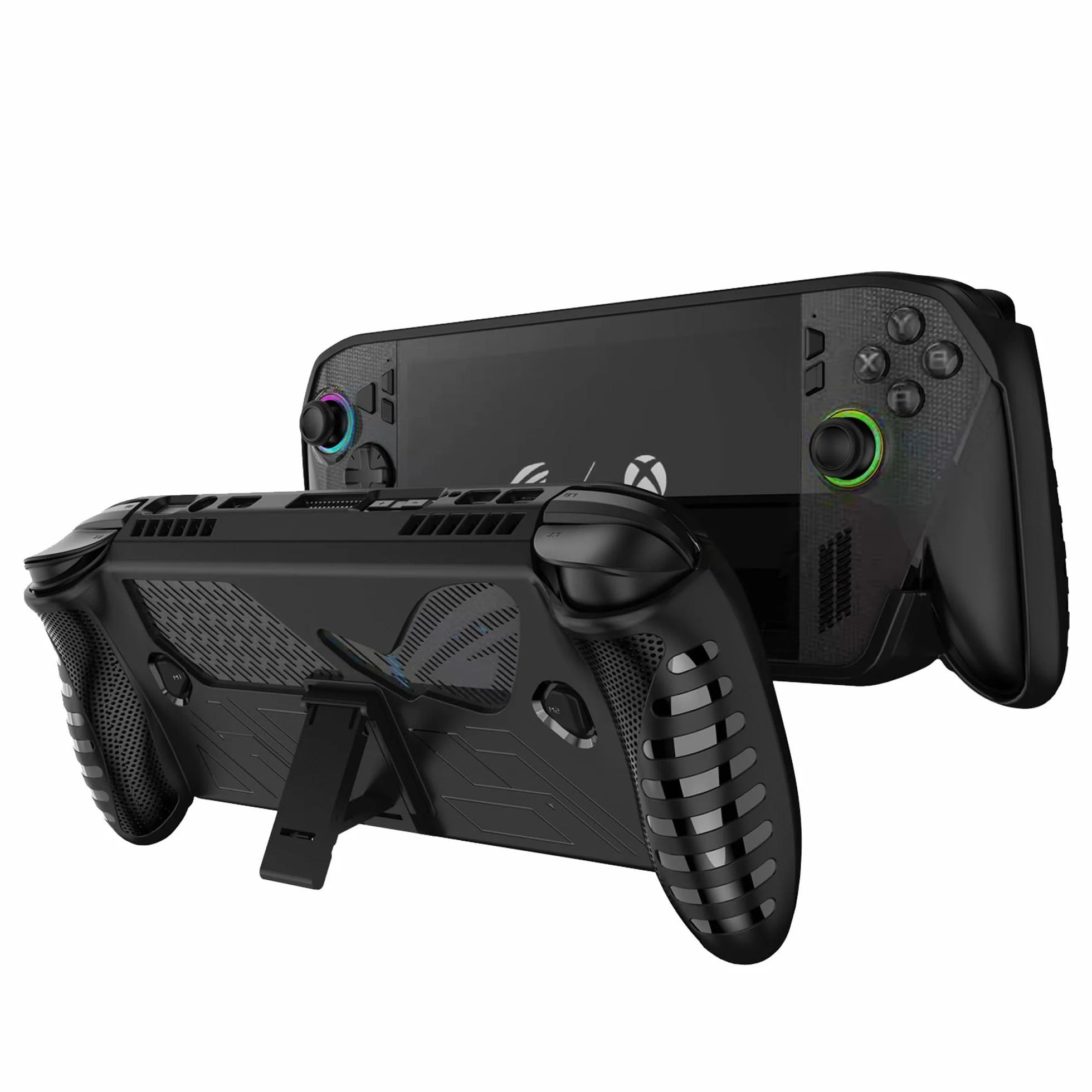 zZjoOoj Etui do ROG Xbox AIly X/ROG Xbox Ally 7 cali 2025 z funkcją stojaka, miękki silikonowy pokrowiec ochronny-czarny