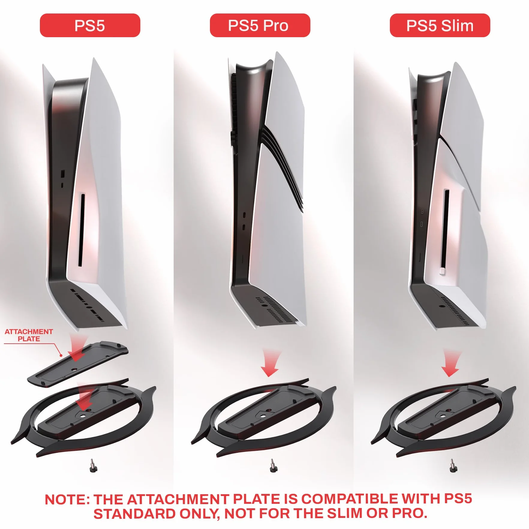 PlayVital Podstawka do ps5/Slim/Pro Standard Console Disc & Digital, Stojak Pionowy do ps5/Slim/Pro z Podkładką Antypoślizgową i Śrubami (Czarny) - Zwiększona Stabilność i Oszczędność Miejsca