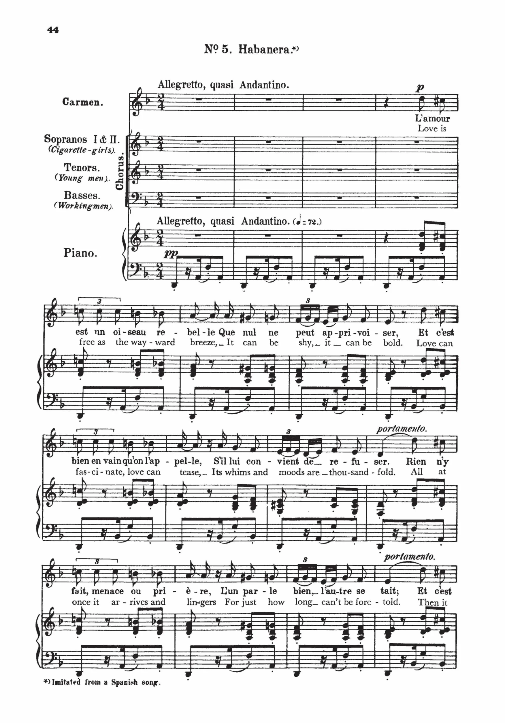 Georges bizet : carmen - reduction pour voix et piano: Opera in Four Acts