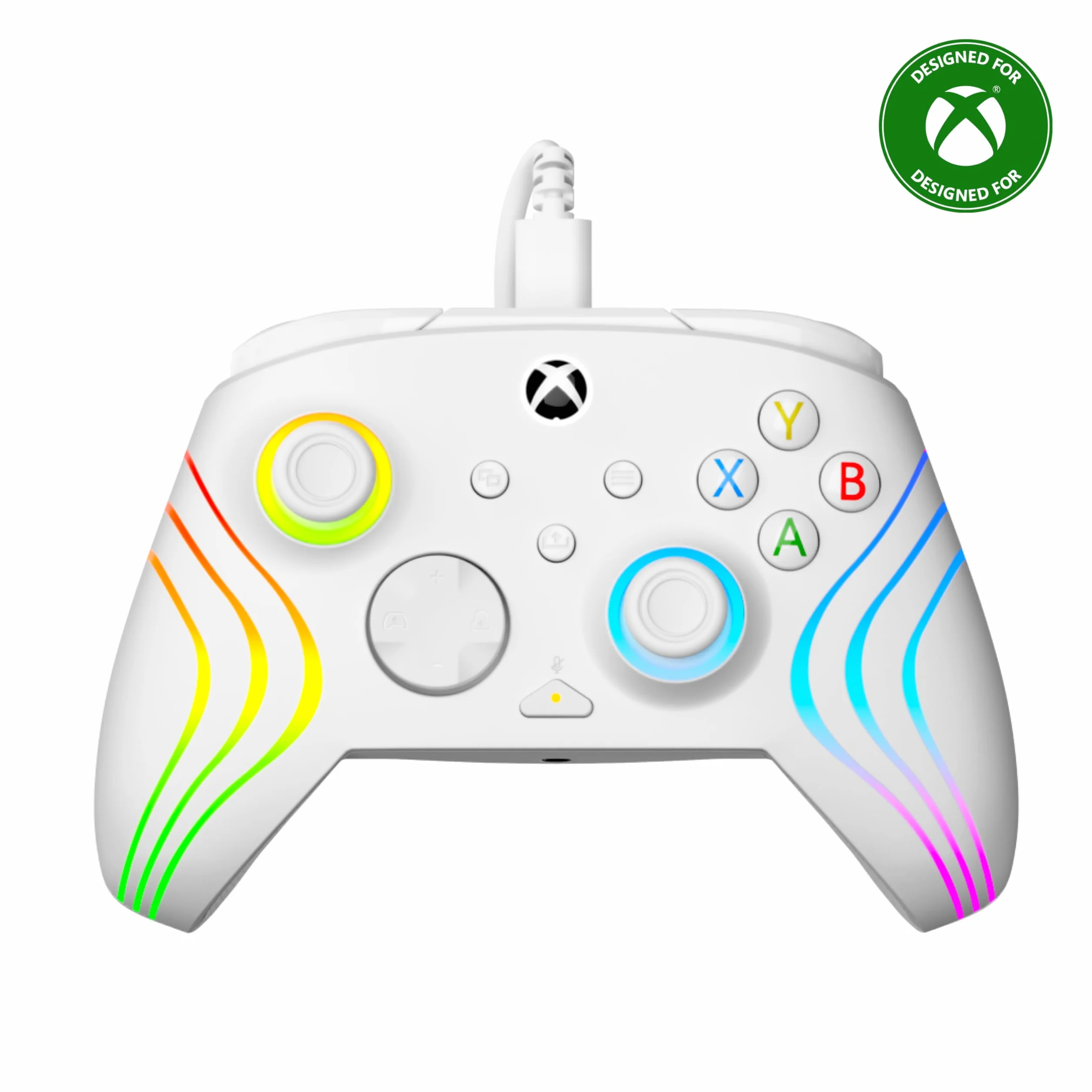 Turtle Beach Afterglow Wave, biały, przewodowy kontroler do gier RGB – licencjonowany dla Xbox Series X lub S, Xbox One i Windows
