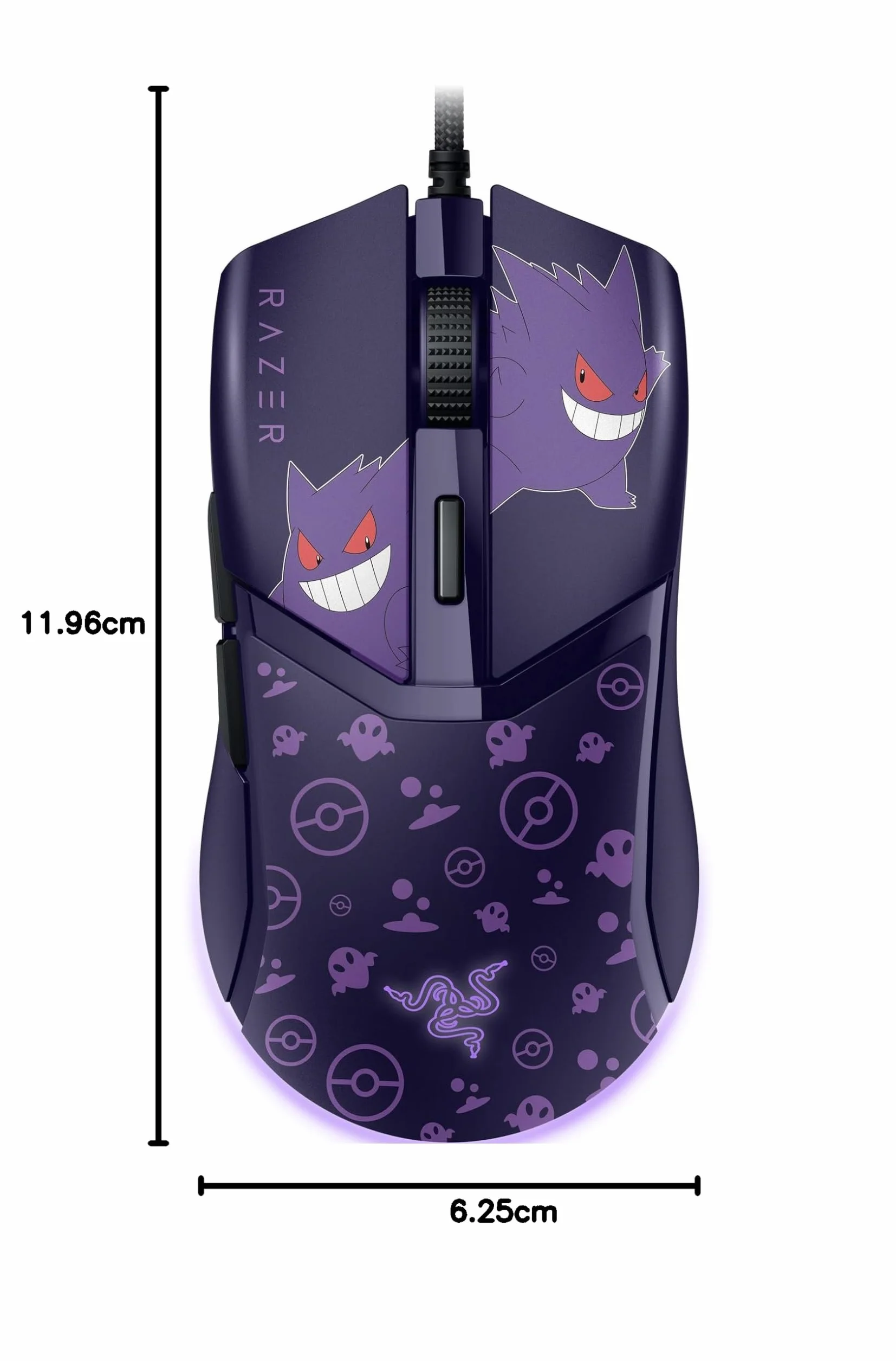 Razer Cobra Gengar Edition - Lekka przewodowa mysz do gier - Czujnik 8500 DPI - 58 g - Przełączniki optyczne trzeciej generacji - Podświetlenie Chroma - Kabel Speedflex - PC/MAC | Pokémon Gengar