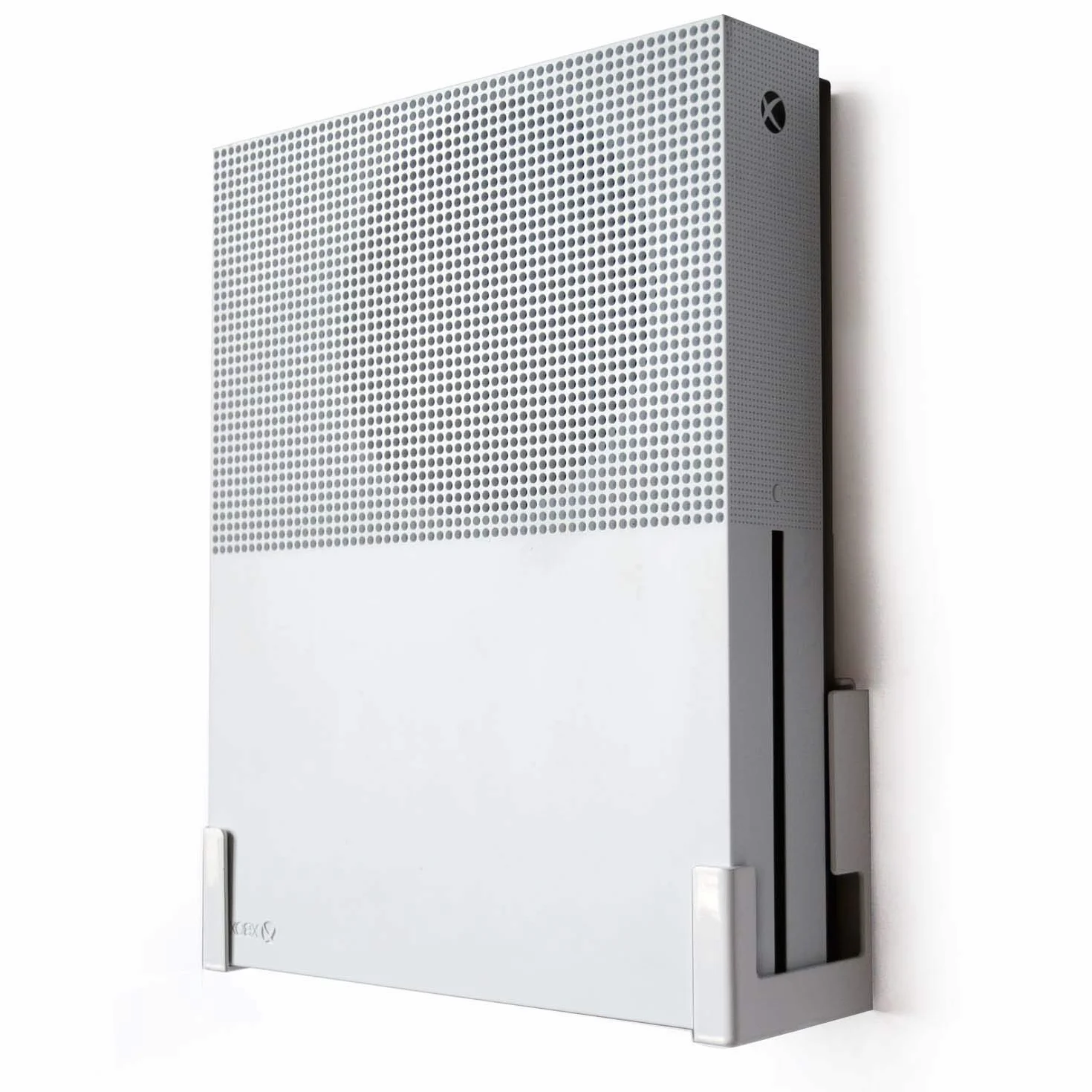 Monzlteck Uchwyt ścienny do Xbox One S, całkowicie metalowy pionowy wiszący na ścianie z mocą lewy/prawą, uchwyt półki ściennej do Xbox 1S