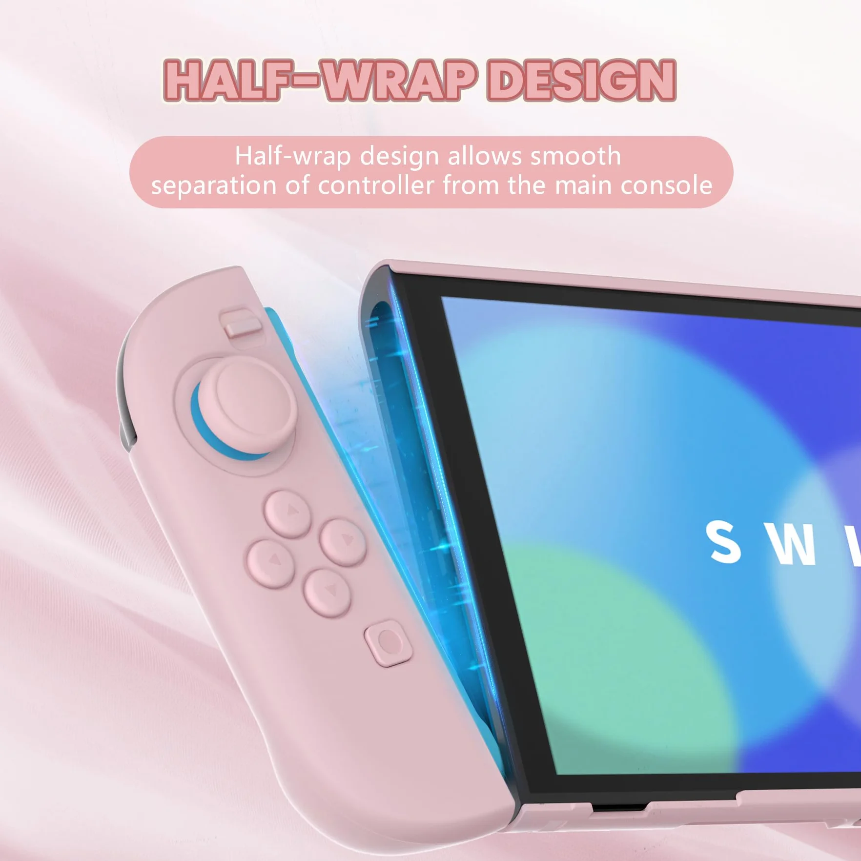 PlayVital Etui do Switch 2,Akcesorium Ochronne do Switch 2,Osłona Grip do Joycon z Nakładką na Joystick/Naklejką/Osłoną Przycisków, Sztywne Etui Kompatybilne z Dockiem–Różowy Kwiat Wiśni