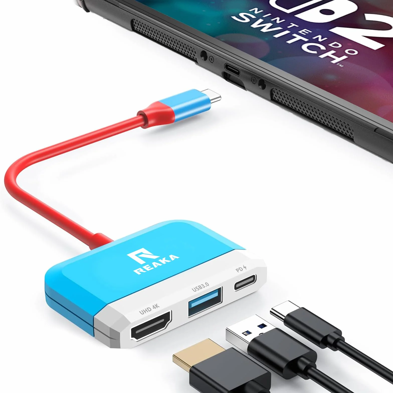 RREAKA Switch Dock do Nintendo Switch OLED, adapter TV 3 w 1 Switch z HDMI 4K, port USB 3.0, ładowanie typu C 100 W, przenośna stacja dokująca z przełącznikiem, do Samsung Dex S24, MacBook