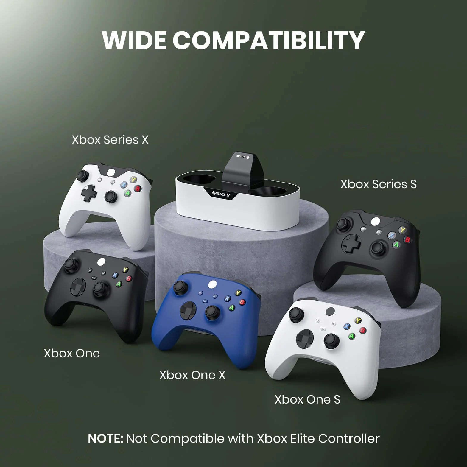 NEWDERY Solo Charger Station do kontrolerów bezprzewodowych Xbox, szybka stacja ładująca, pojedyncza podstawka ładująca do kontrolera Xbox One/serii X|S