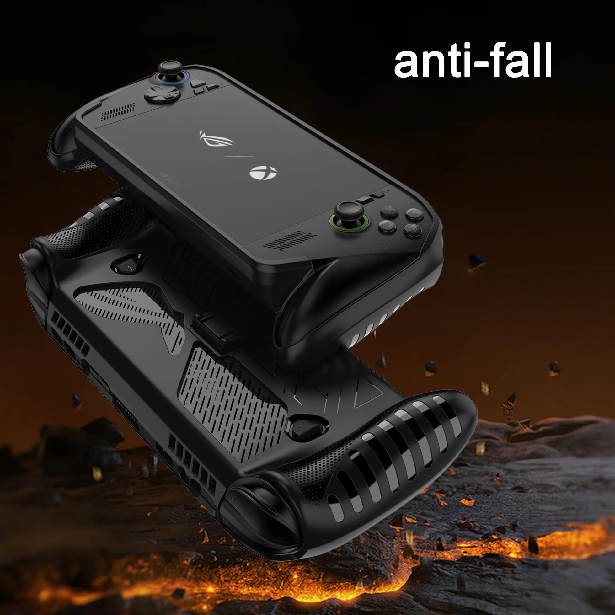 zZjoOoj Etui do ROG Xbox AIly X/ROG Xbox Ally 7 cali 2025 z funkcją stojaka, miękki silikonowy pokrowiec ochronny-czarny