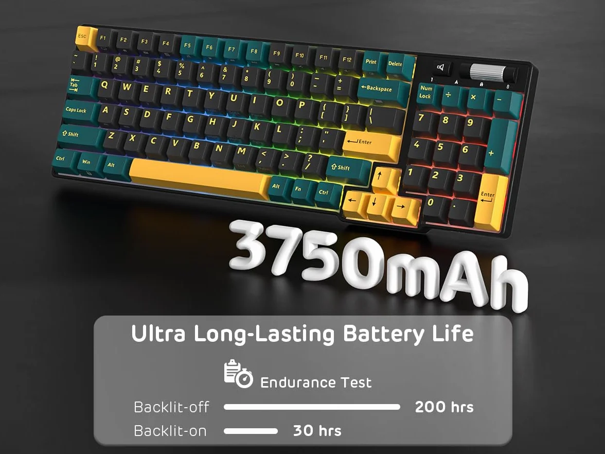 RK ROYAL KLUDGE RK96 RGB Limited Ed, 90% 96 klawiszy bezprzewodowa tri-Mode BT5.0/2.4G/USB-C Hot-Swap klawiatura mechaniczna z podpórką pod nadgarstek, obsługa oprogramowania, przełącznik dotykowy