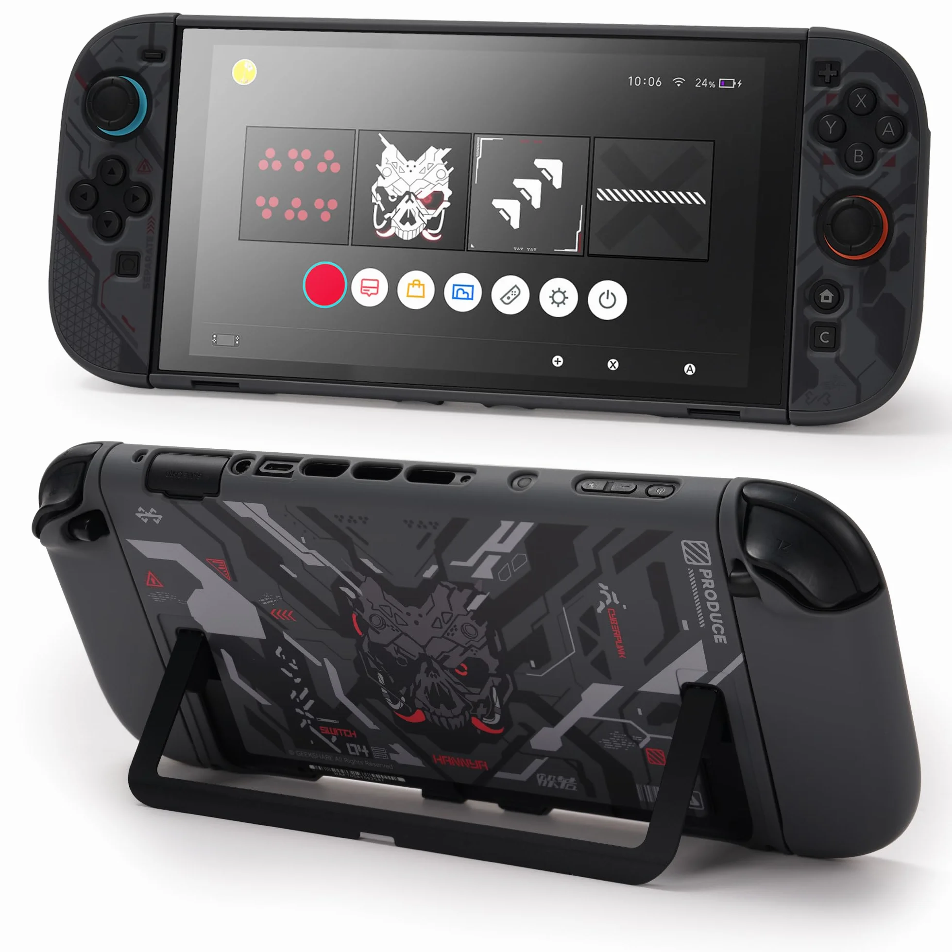 GeekShare Etui ochronne kompatybilne z Switch 2, dokowane etui z kreskówki kompatybilne z Switch 2, odporne na zarysowania i uderzenia wzornictwo – Cyber-Mech