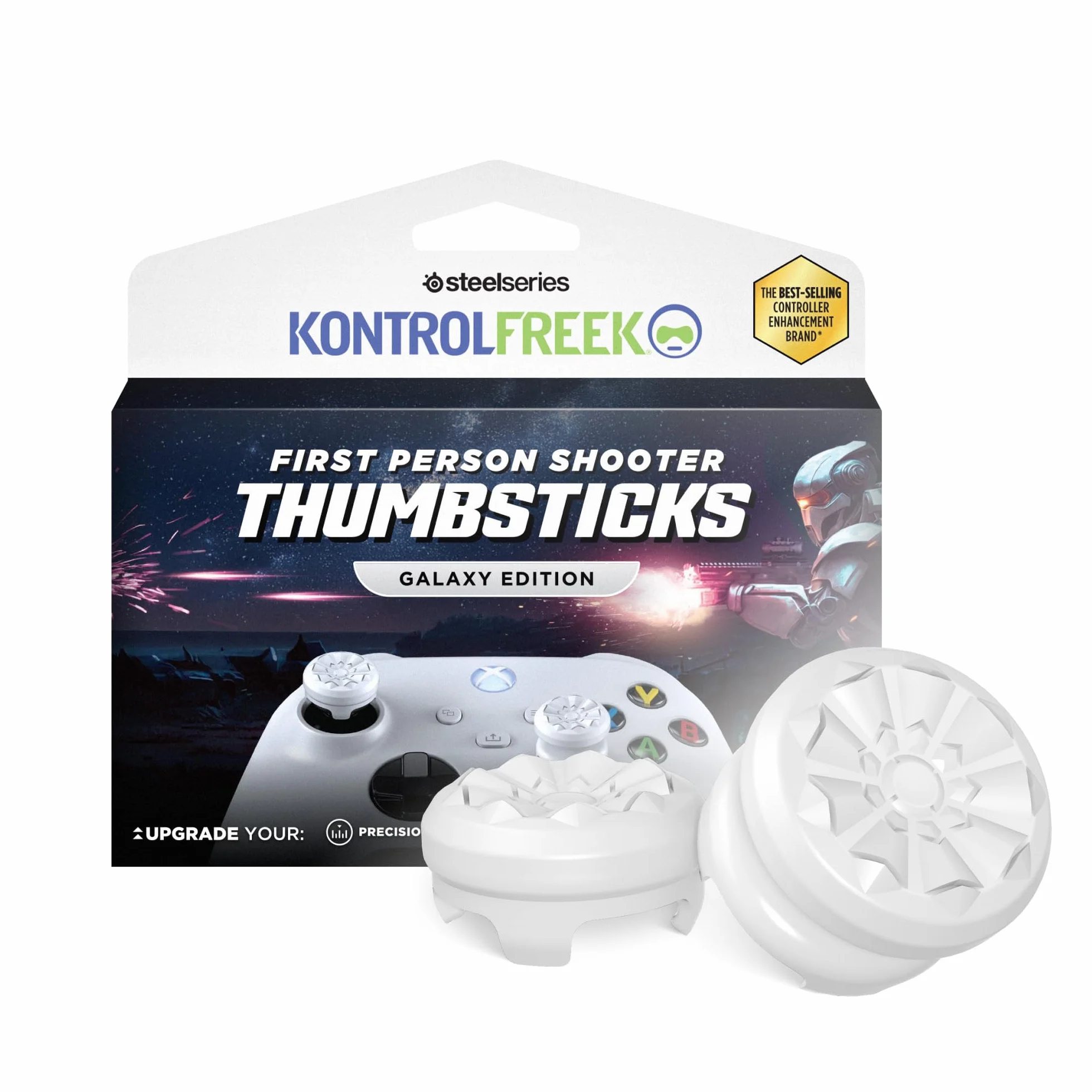 KontrolFreek FPS Freek Galaxy White do kontrolerów Xbox One i Xbox Series X | Performance Thumbsticks | 1 drążek wysoki, 1 drążek średniej wielkości | Biały