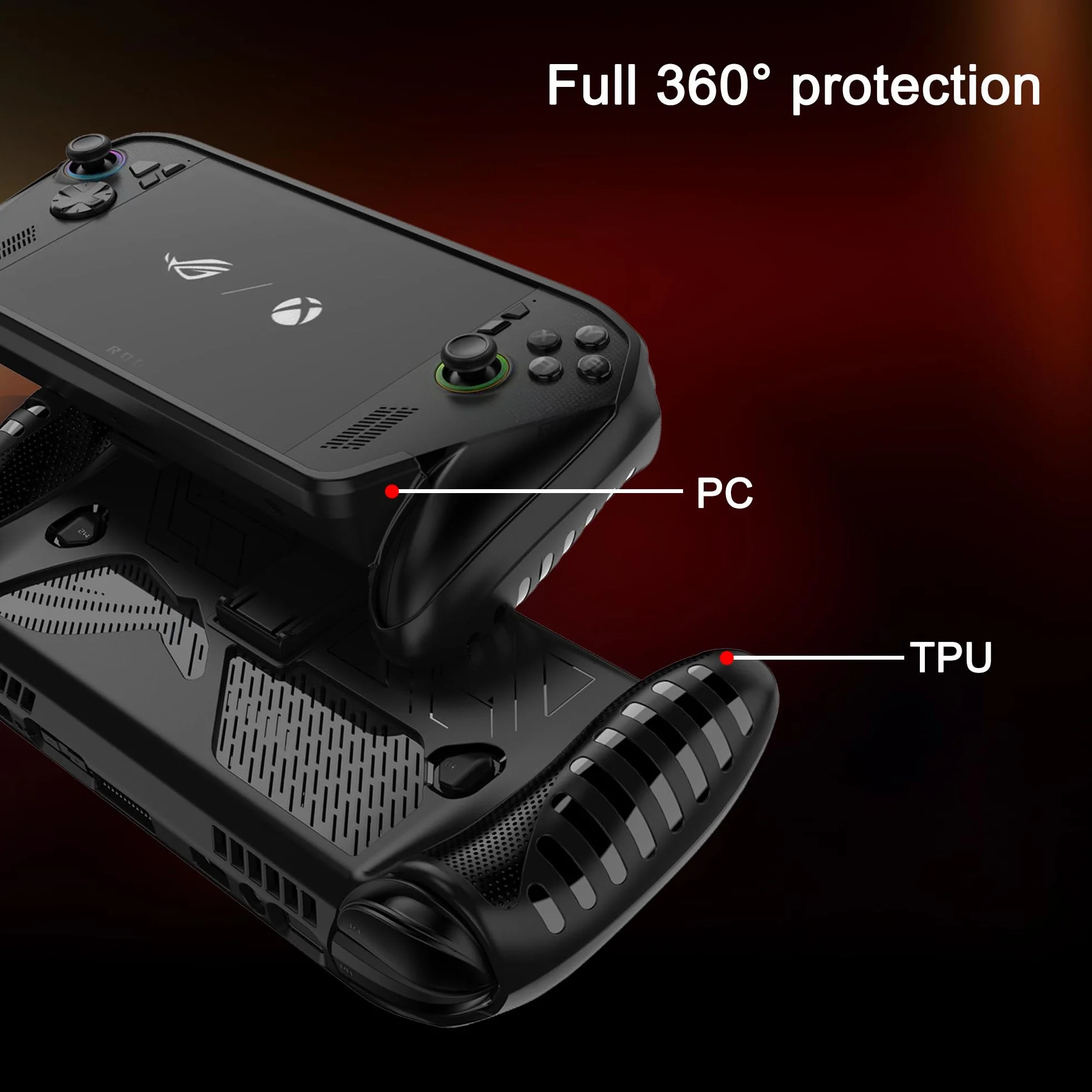 zZjoOoj Etui do ROG Xbox AIly X/ROG Xbox Ally 7 cali 2025 z funkcją stojaka, miękki silikonowy pokrowiec ochronny-czarny