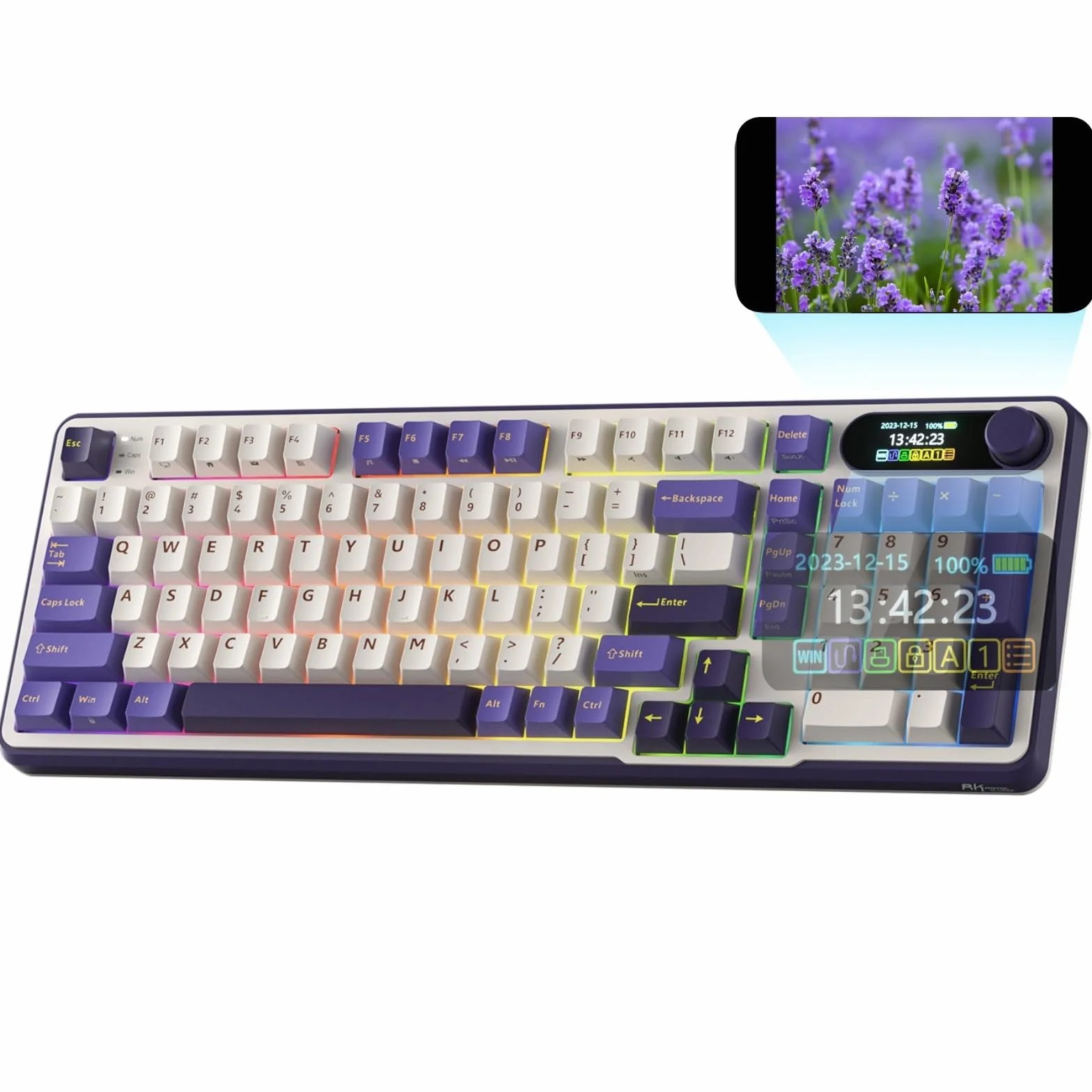 RK ROYAL KLUDGE S98 Klawiatura mechaniczna z inteligentnym wyświetlaczem i przyciskiem, 96% bezprzewodowa klawiatura mechaniczna BT/2.4G/USB-C, gorąca wymiana, obsługa oprogramowania
