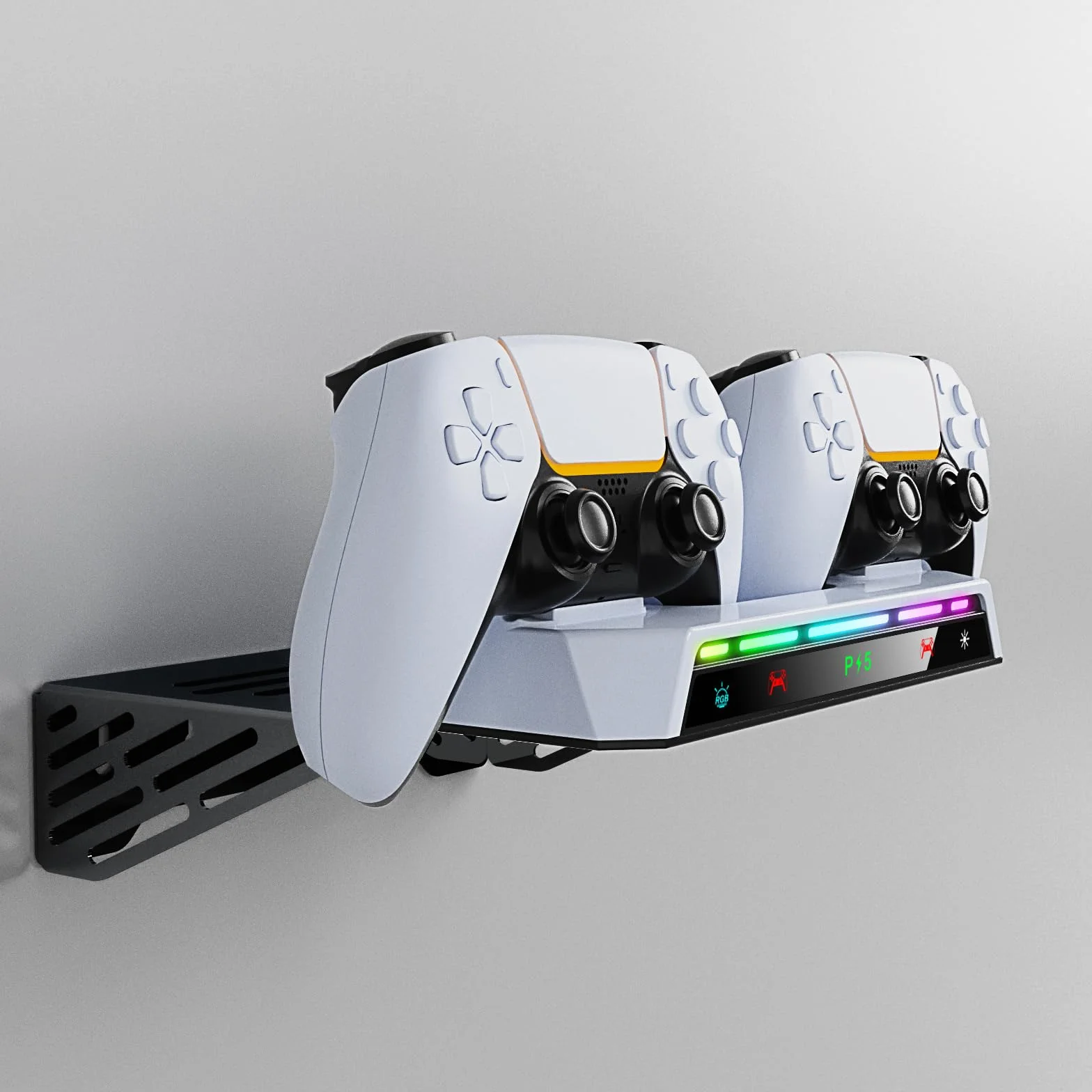 Uniwersalny stojak ścienny do PS5/PS5 Slim/ps5 Pro stojak na gamepad ładowanie wieszak na słuchawki z kontrolerem RGB Light Bar i słuchawkami uchwyt ścienny zestaw