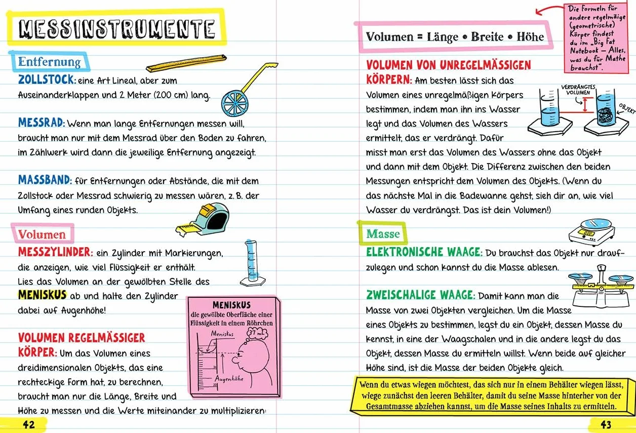 Big Fat Notebook - Alles, was du für Physik, Chemie und Bio brauchst - Das geballte Wissen von der 5. bis zur 9. Klasse. Mit Bonuswissen: Erdkunde: Nachhilfe für Physik, Chemie und Biologie