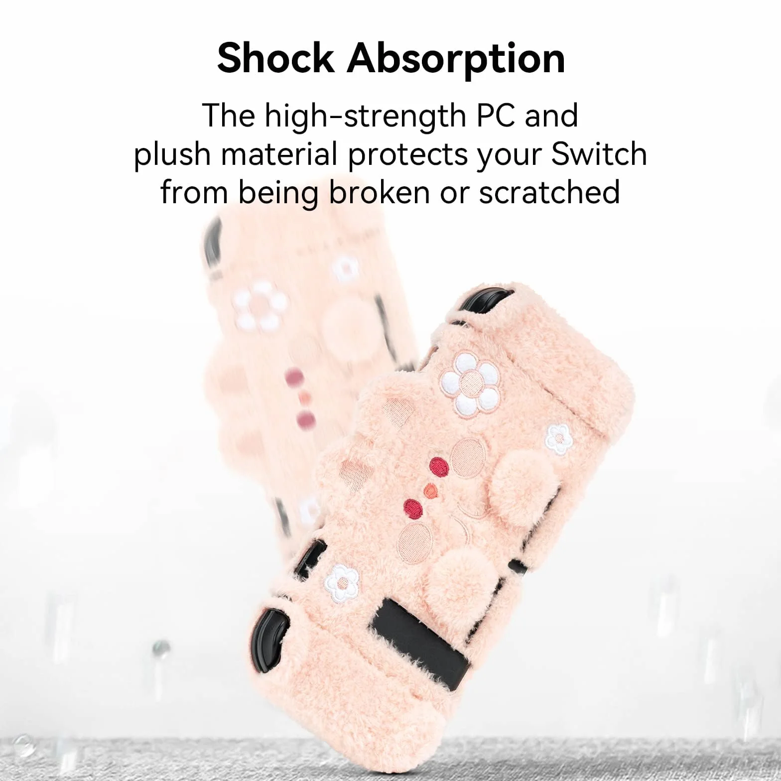 GeekShare Śliczne pluszowe etui ochronne kompatybilne z Switch/OLED - amortyzujące wstrząsy i odporne na zarysowania etui skórzane do OLED/Switch - pluszowy królik (do Switch 2017)