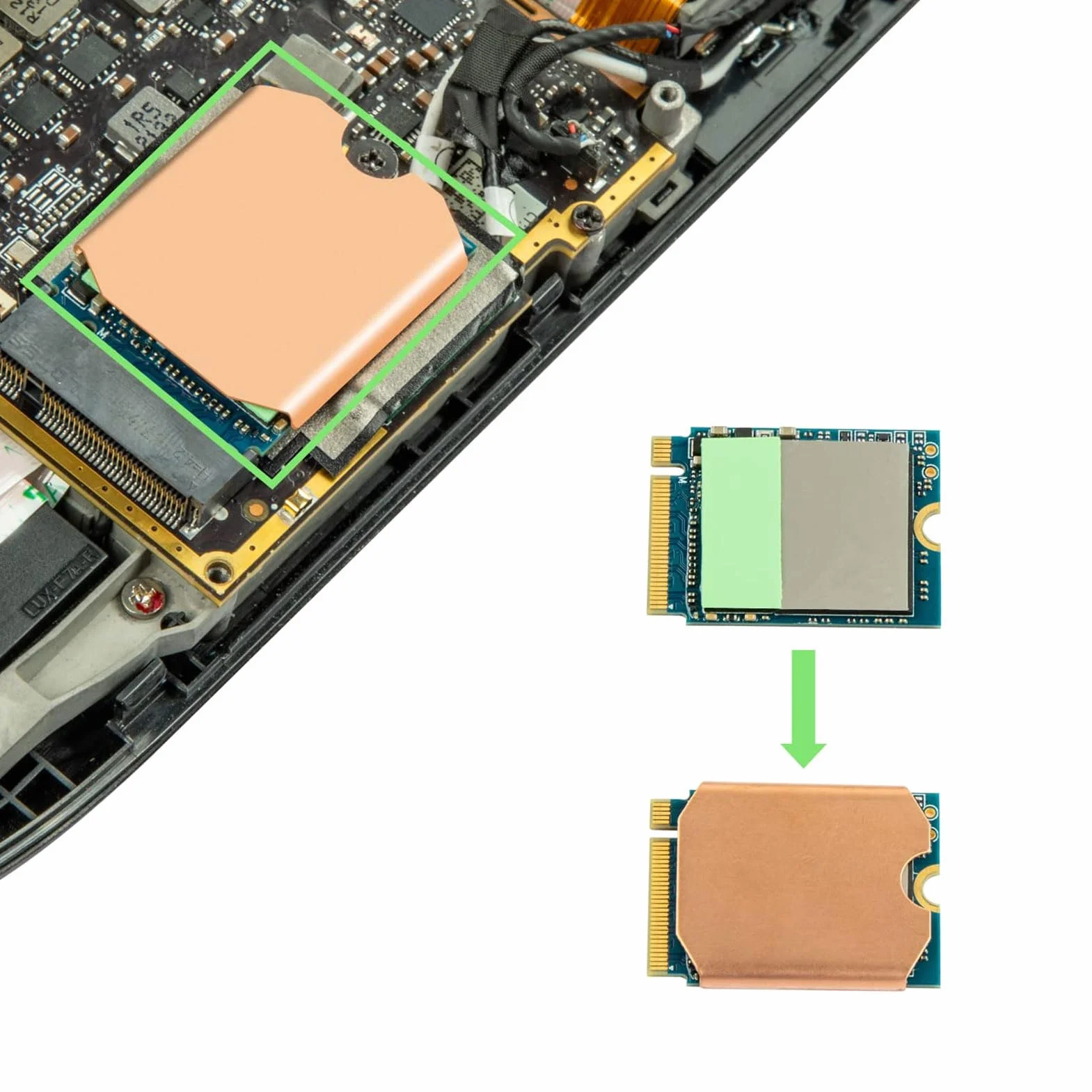 do Radiatora SSD Steam Deck Podkładka Termiczna, M.2 2230 NVME SSD Miedziany Radiator Chłodzący Pasta Termoprzewodząca, Tylna Pokrywa, Zamienniki Narzędzi do Otwierania Zestaw