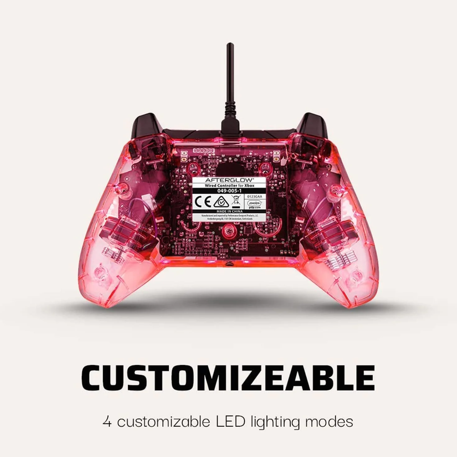 PDP Przewodowy kontroler gier Afterglow LED - Światła kolorowe RGB Hue - Złącze USB - Sterowanie dźwiękiem - Podwójny wibracyjny gamepad - Xbox Series X | S, Xbox One, PC