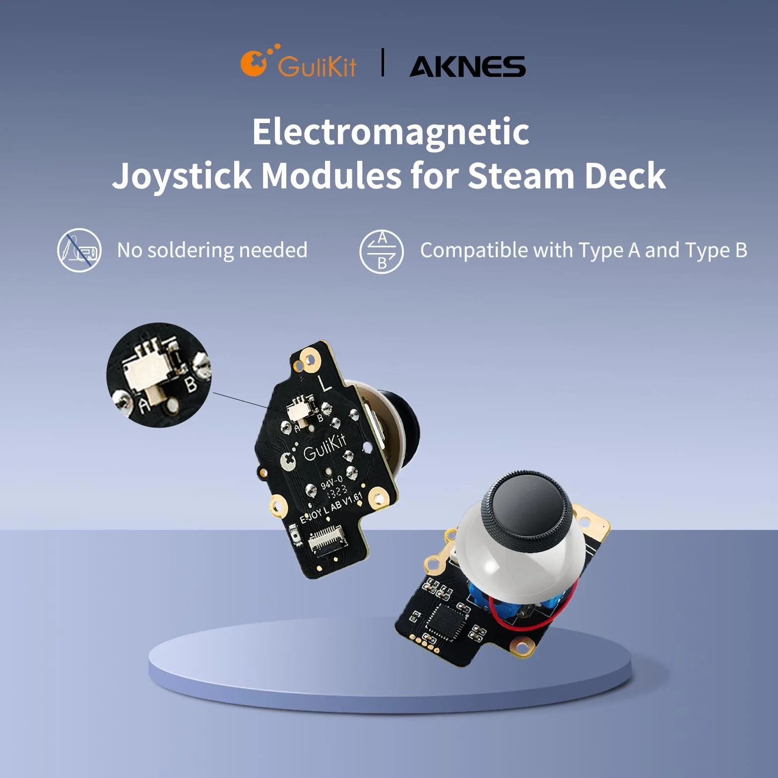 AKNES Gulikt Joysticki elektromagnetyczne do Steam Deck (typ A i typ B), Joysticki z Czujnikiem Halla (bez dryftu) Akcesoria zamienne do Steam Deck - nie wymagają lutowania