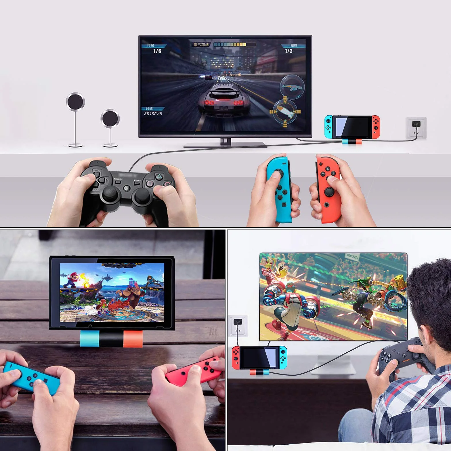 Dock TV Switch - składana stacja dokująca Tendak do przełącznika Nintendo/przełącznika OLED, przenośna stacja przełącznika typu C z adapterem HDMI i portem USB 3.0