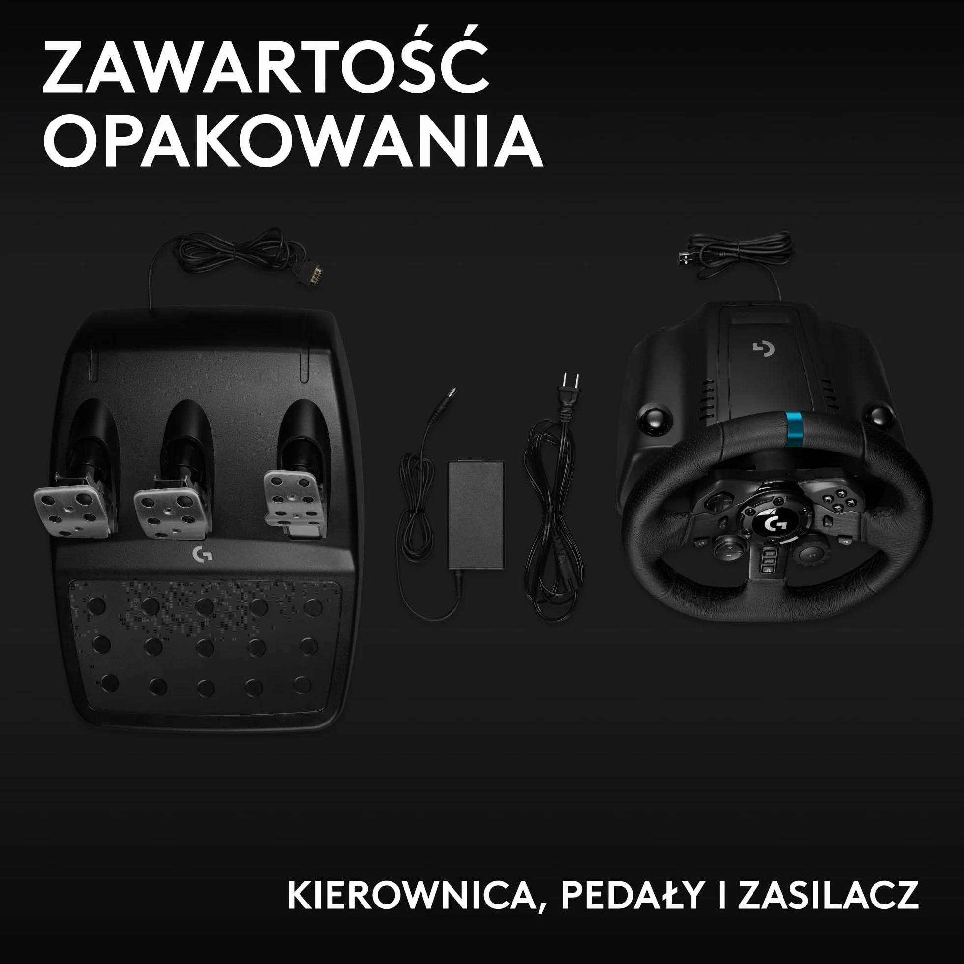 Logitech G G923 Kierownica wyścigowa i pedały, siłowe sprzężenie zwrotne TRUEFORCE 1000 Hz, responsywna forma kierowania, podwójne sterowanie uruchamianiem sprzęgła, skóry, PS5, PS4, PC, Mac - Czarny