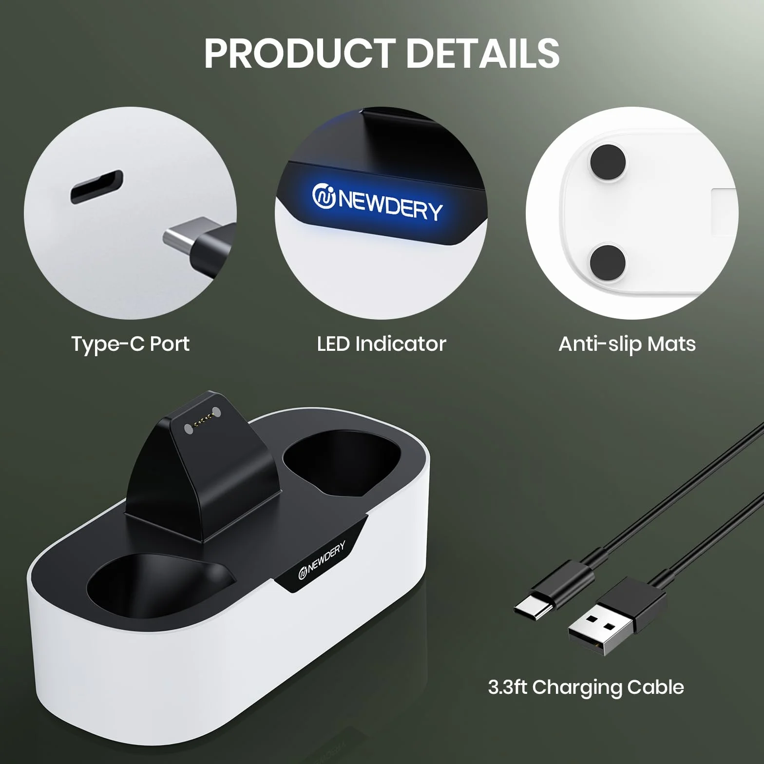 NEWDERY Solo Charger Station do kontrolerów bezprzewodowych Xbox, szybka stacja ładująca, pojedyncza podstawka ładująca do kontrolera Xbox One/serii X|S